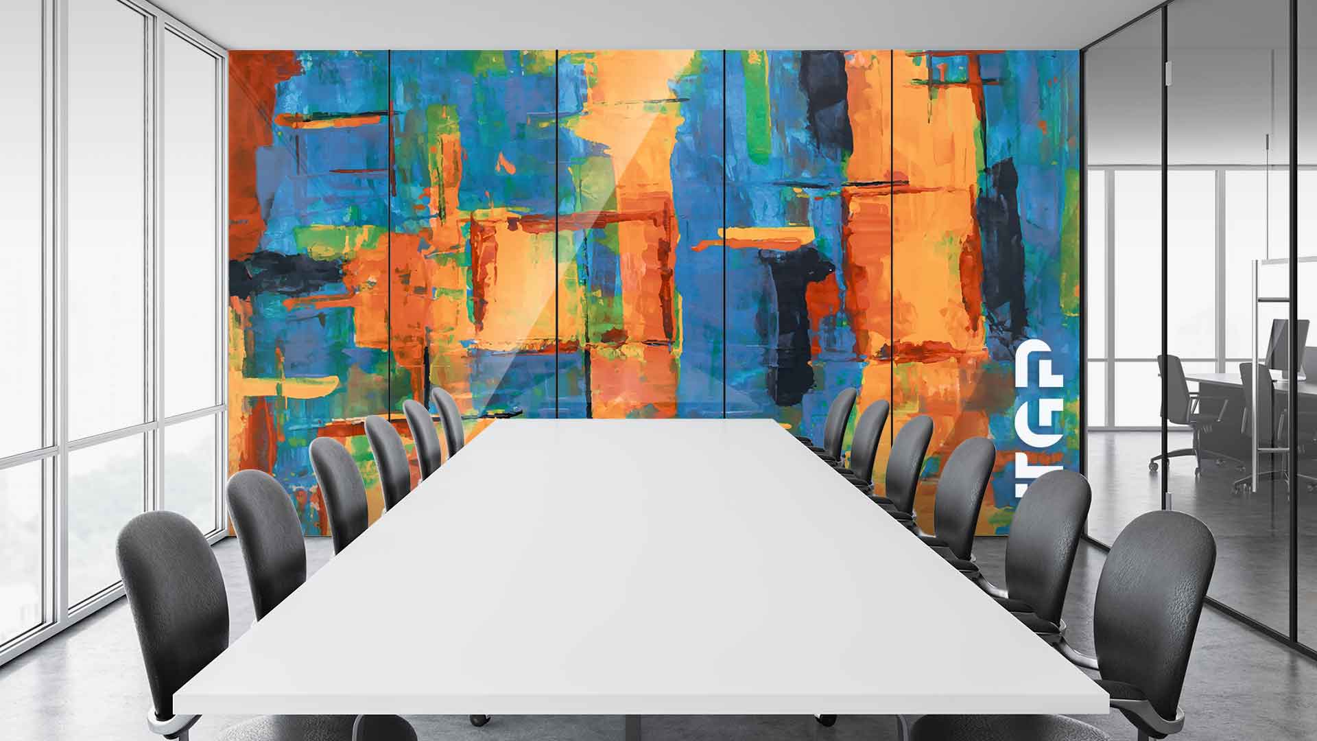 ART001 Office printed glass wall cladding