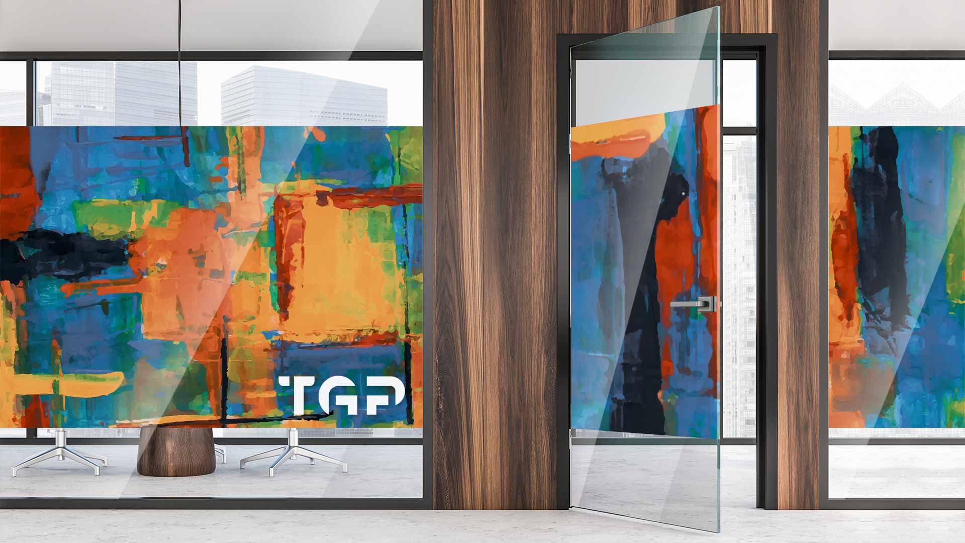 ART001 Office printed glass wall partition