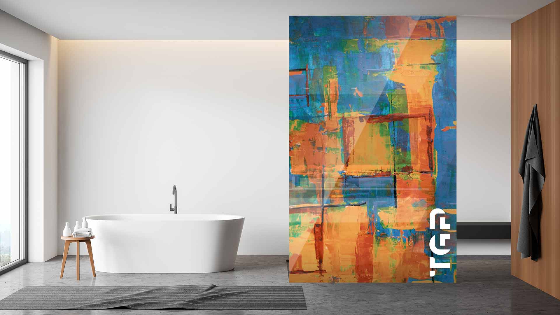 ART001 Printed glass shower screen