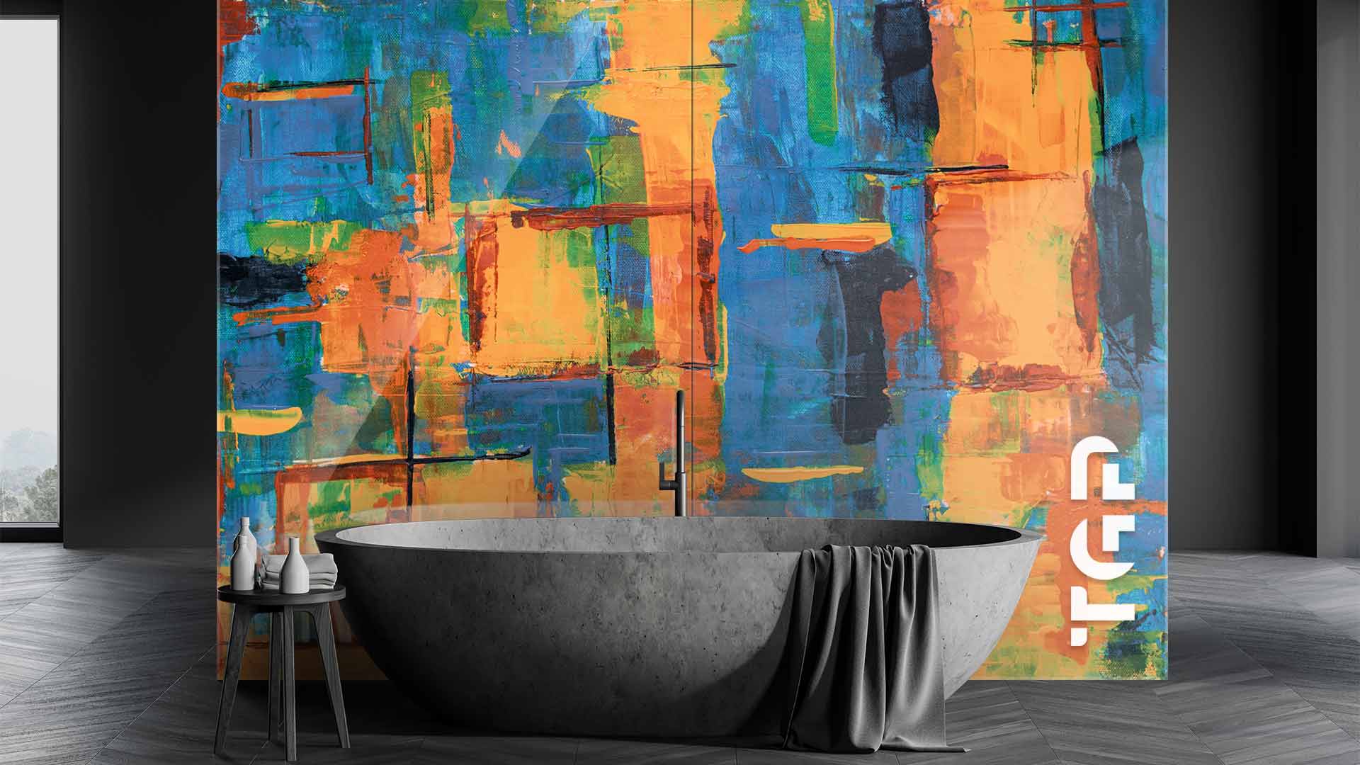 ART001 Printed glass shower splashback