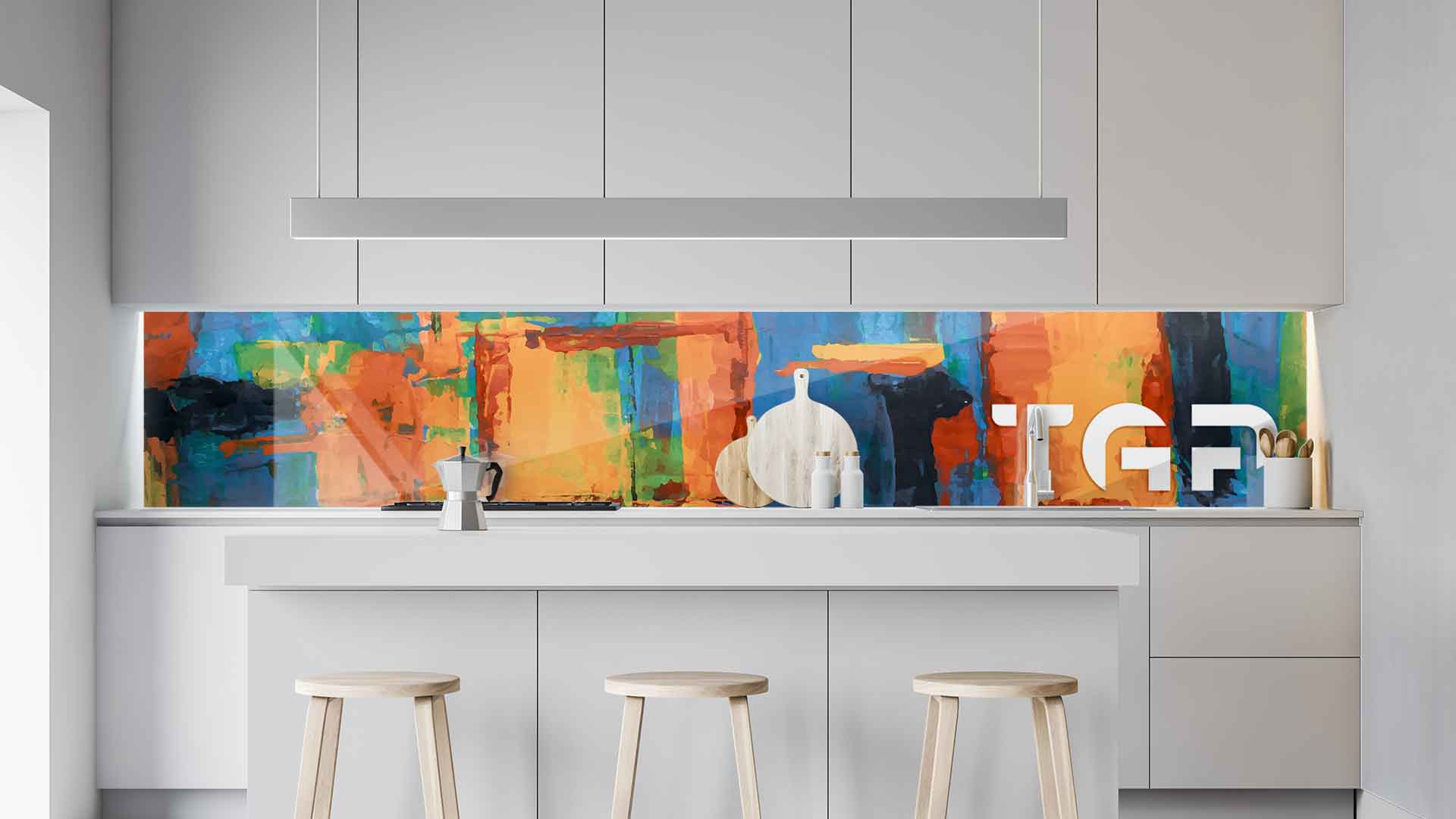 ART001 kitchen printed glass countertop