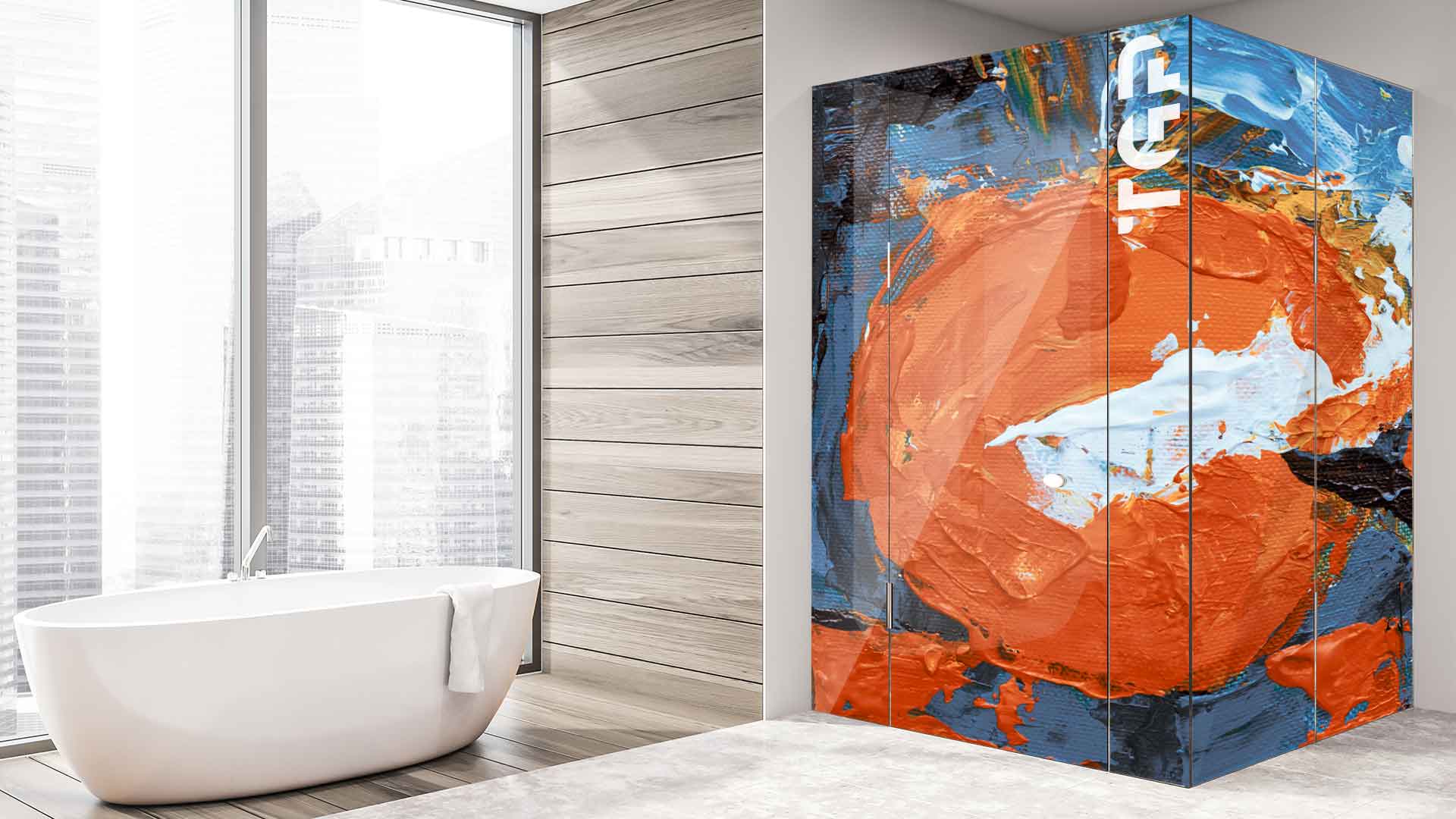 ART002 printed glass shower enclosure