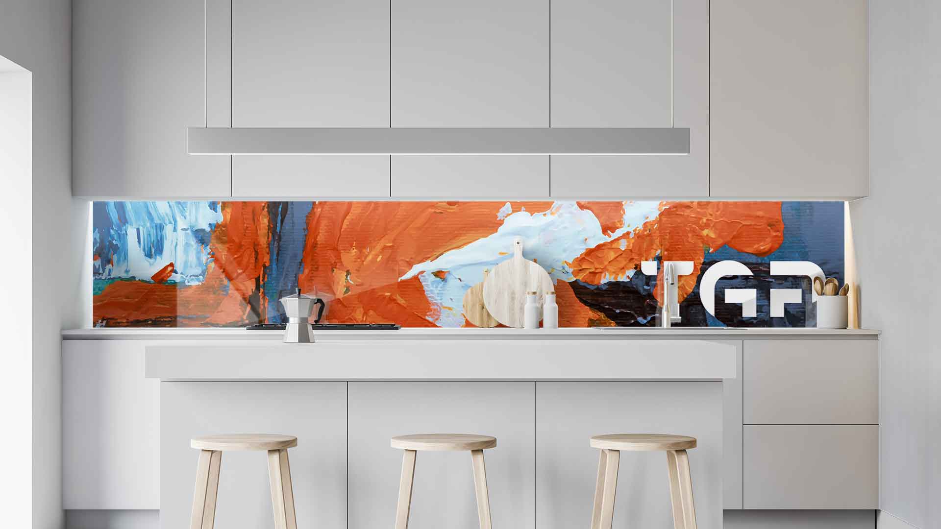 ART002 kitchen printed glass countertop