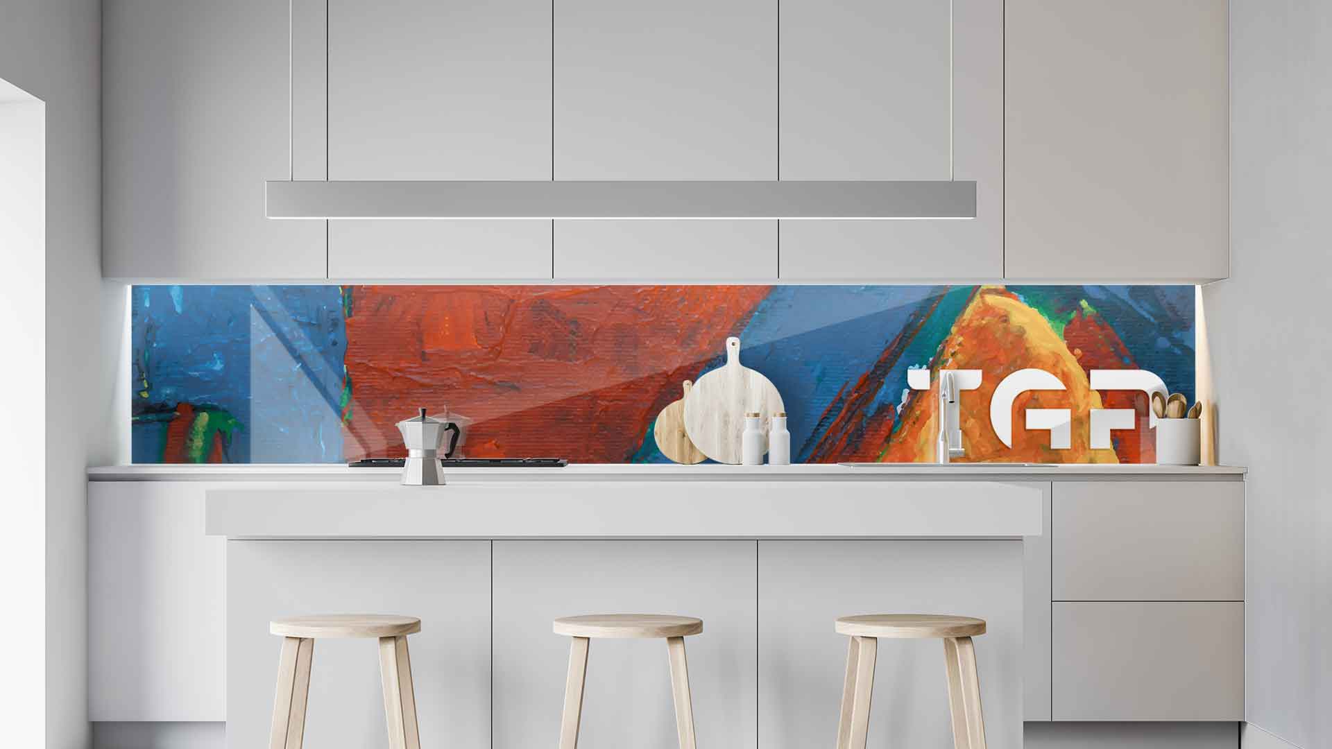 ART003 kitchen printed glass countertop