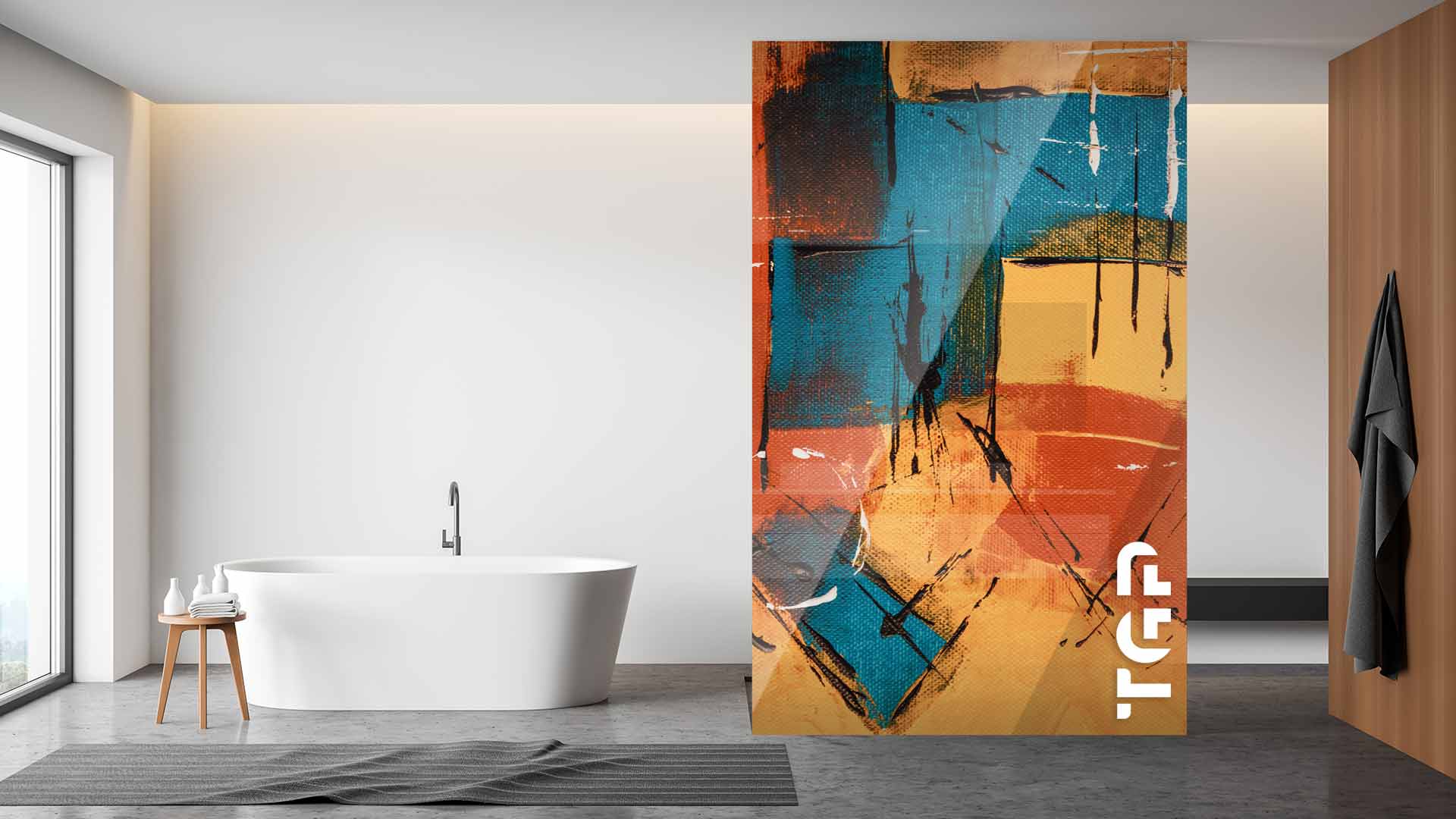 ART004 Printed glass shower screen