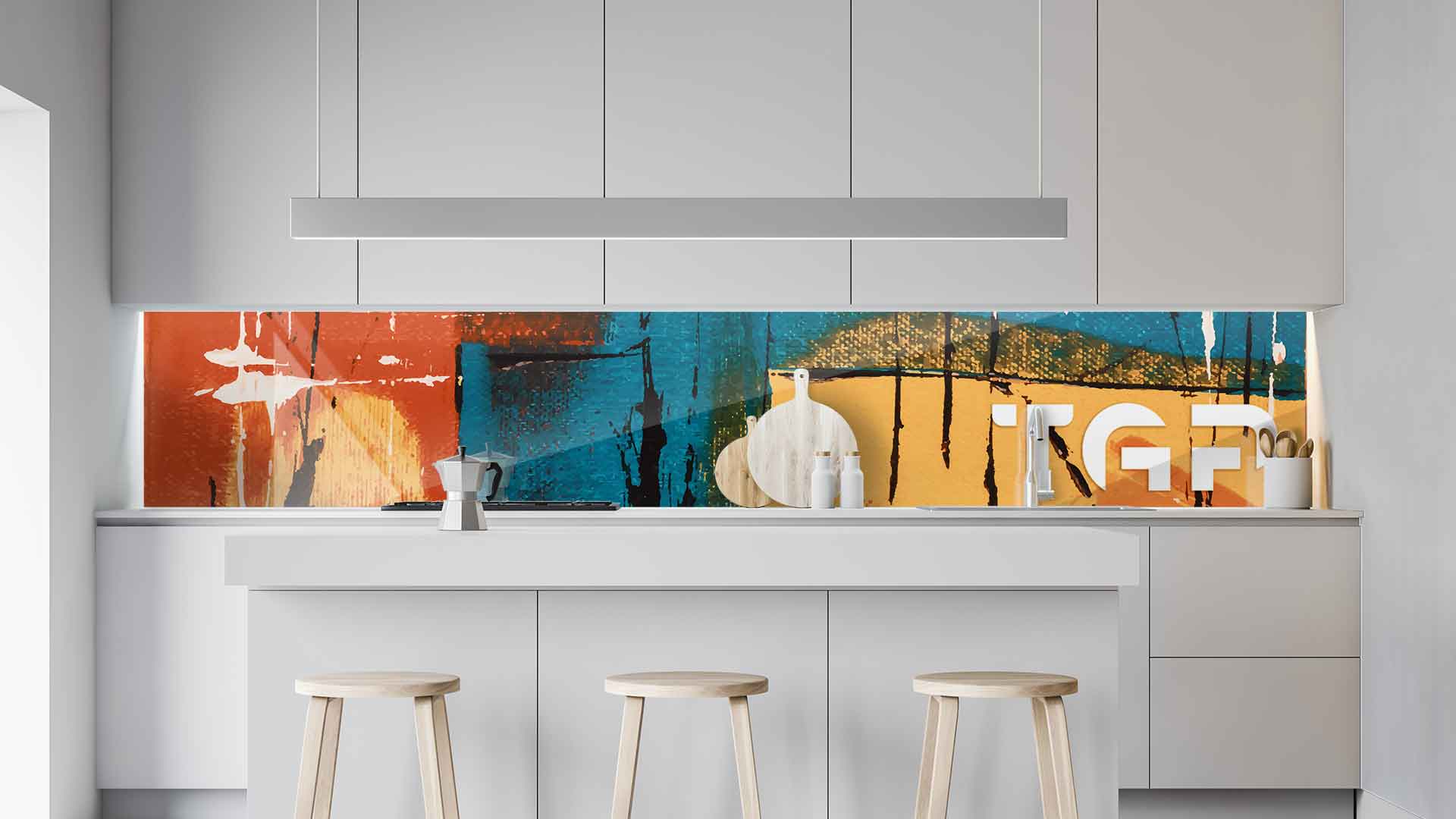 ART004 kitchen printed glass countertop