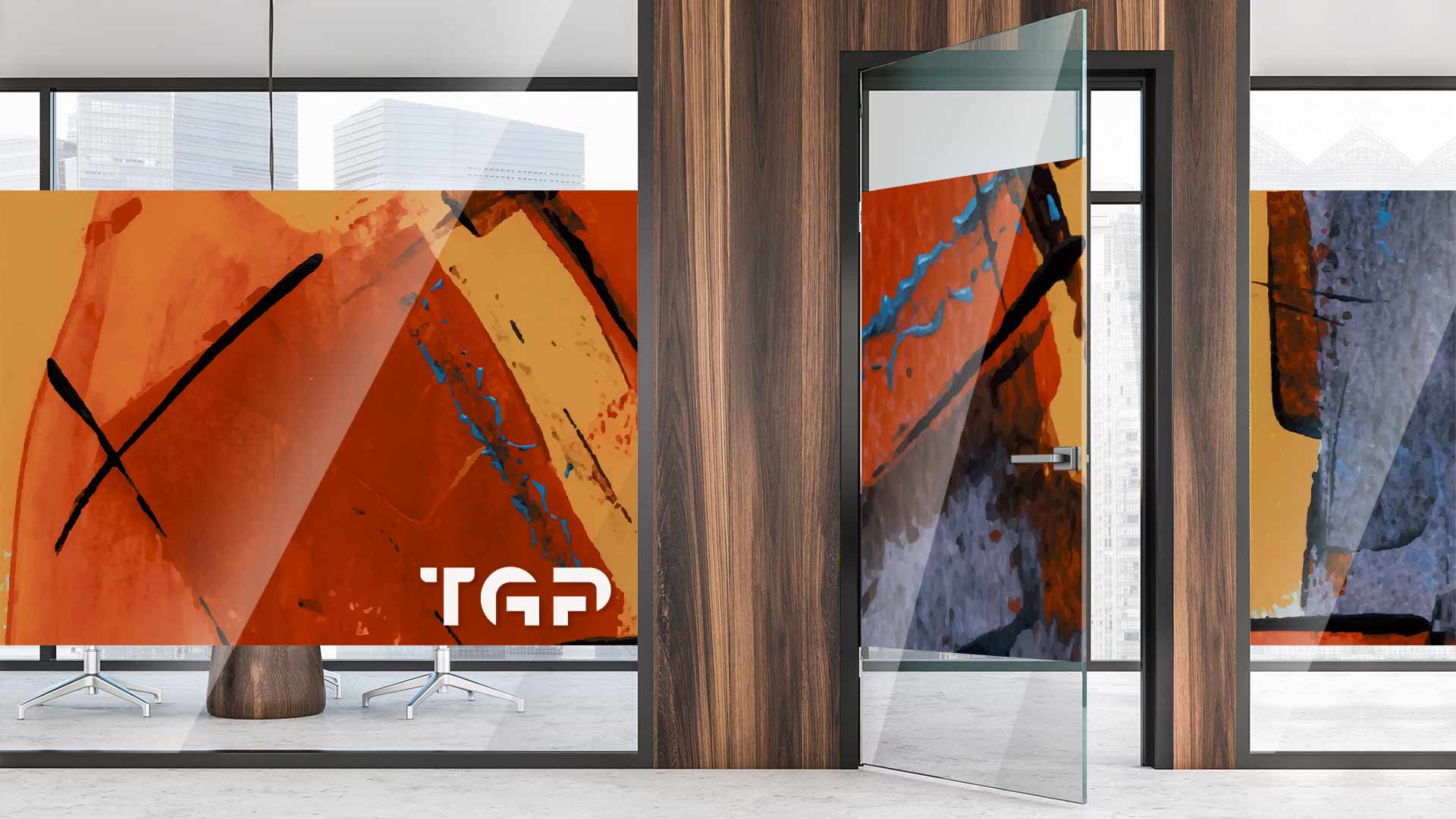 ART005 Office printed glass wall partition