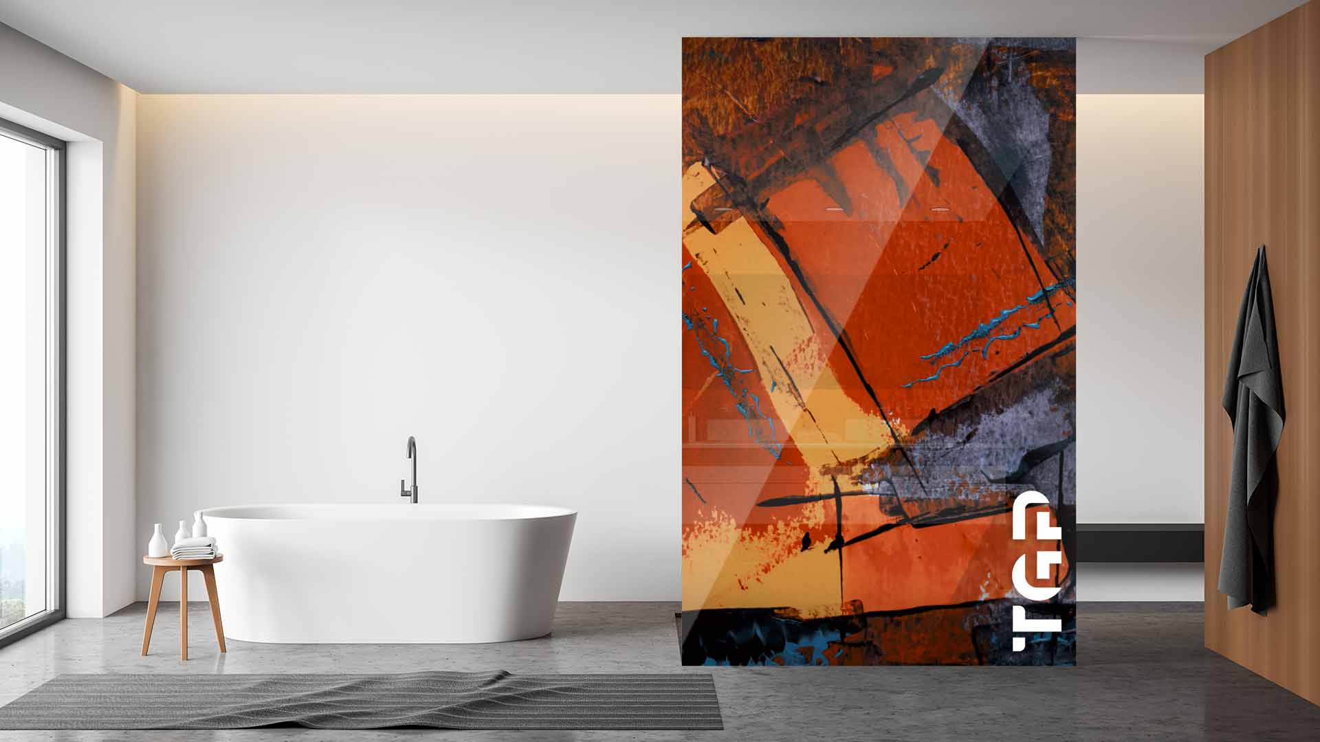 ART005 Printed glass shower screen