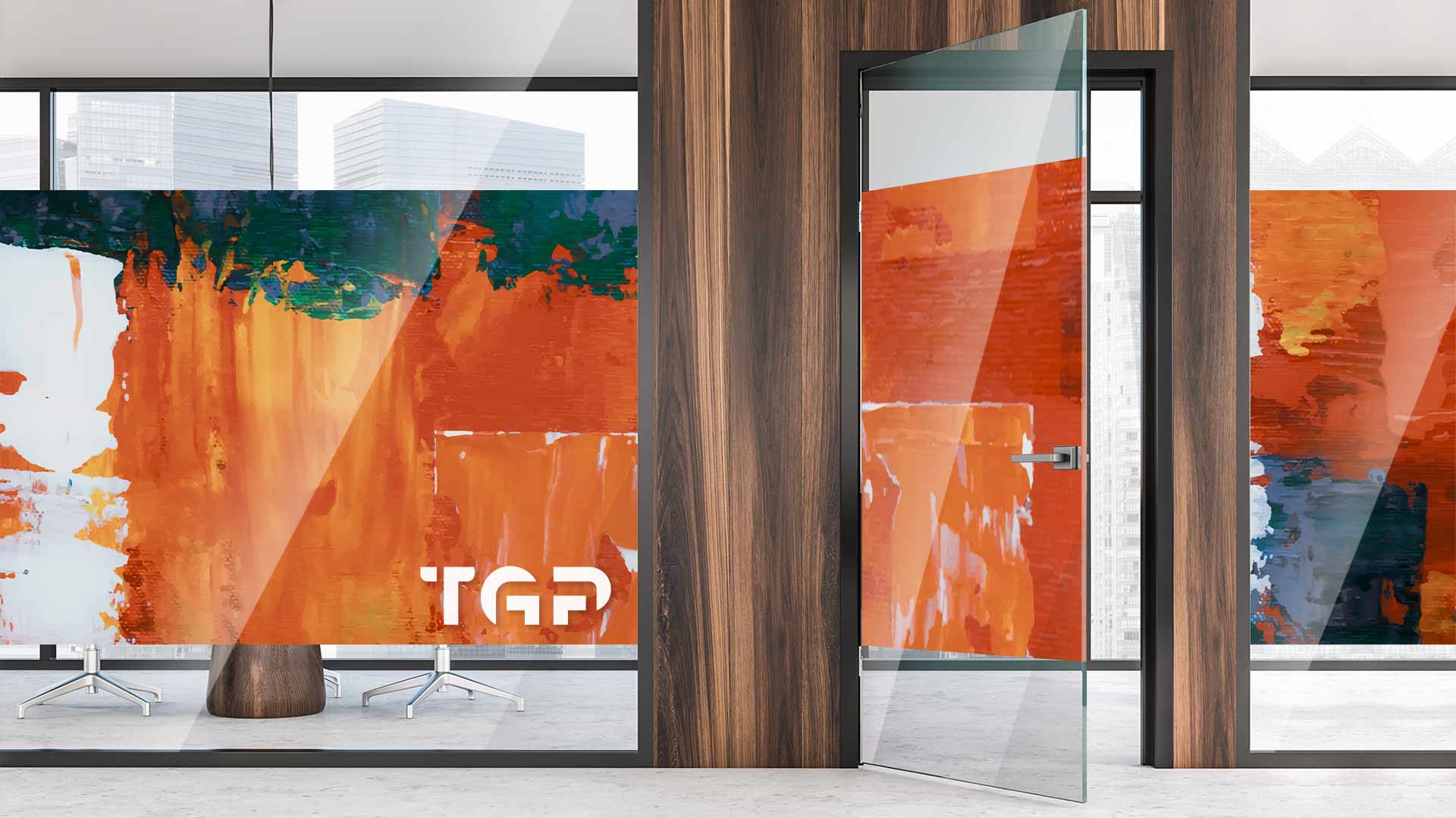 ART007 Office printed glass wall partition