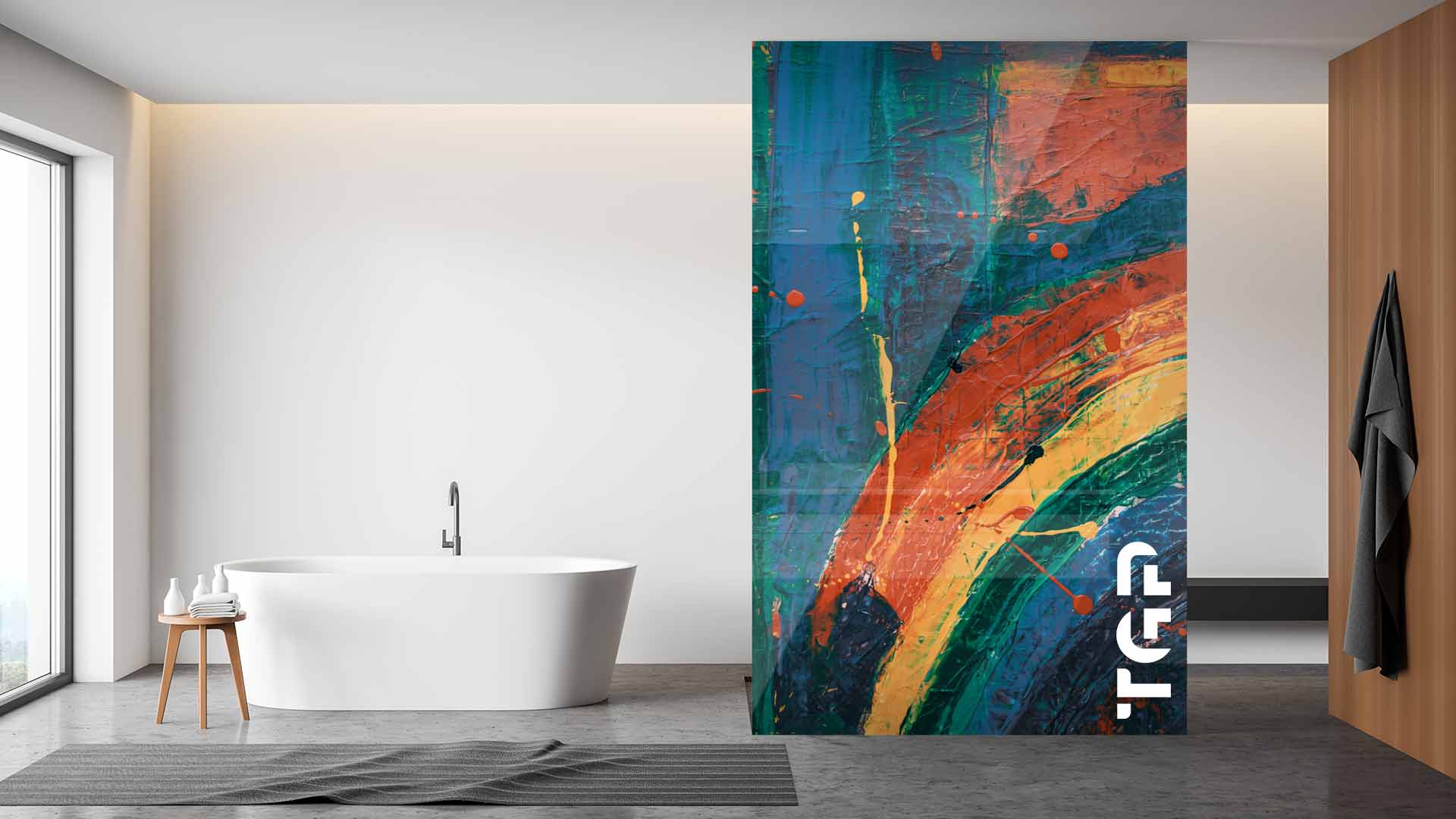 ART008 Printed glass shower screen