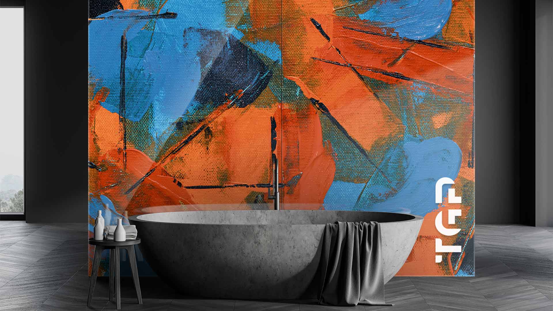 ART009 Printed glass shower splashback