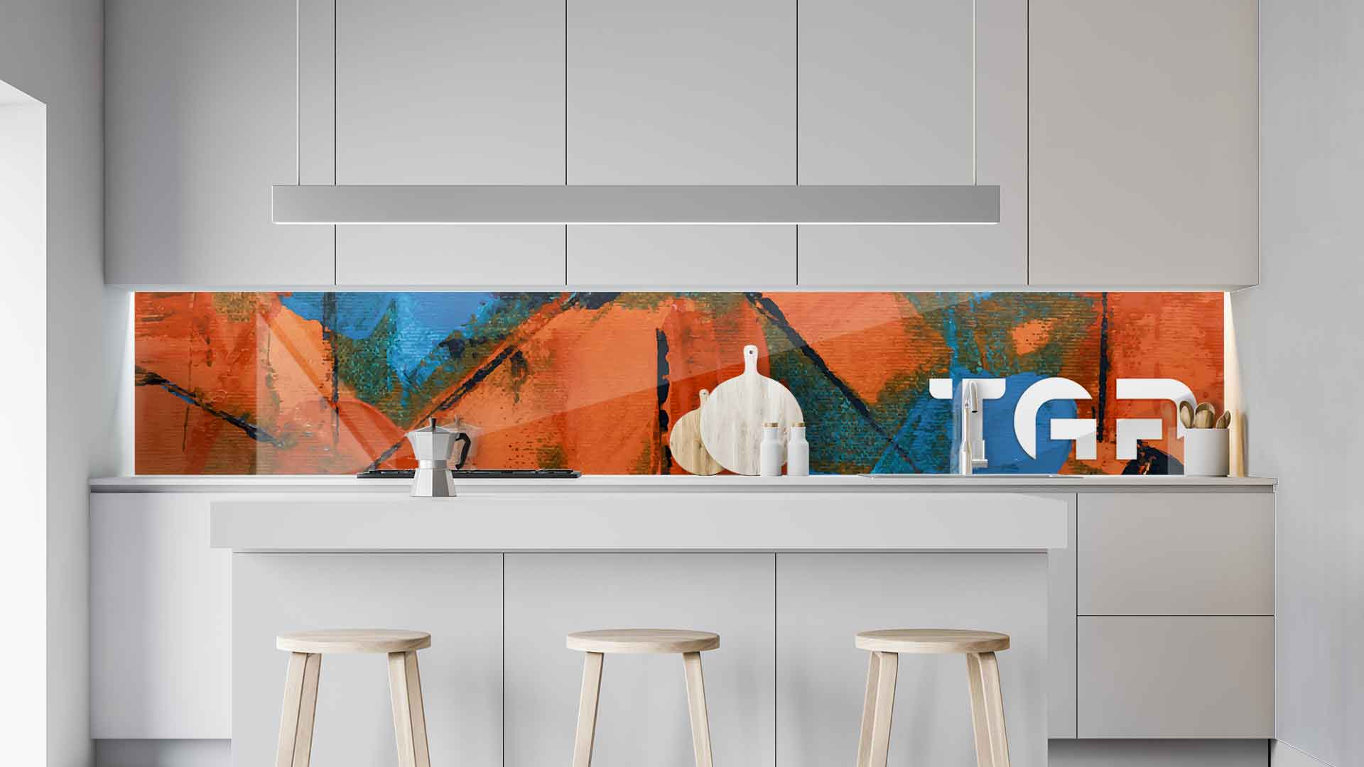 ART009 kitchen printed glass countertop