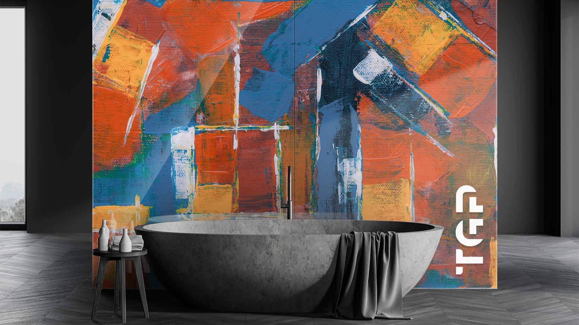ART010 Printed glass shower splashback