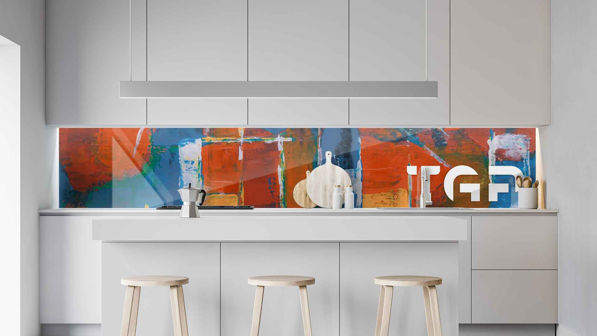 ART010 kitchen printed glass countertop