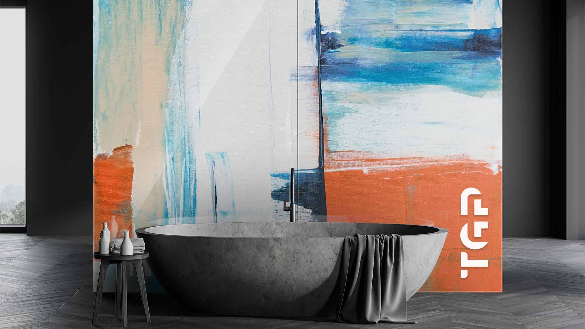 ART011 Printed glass shower splashback