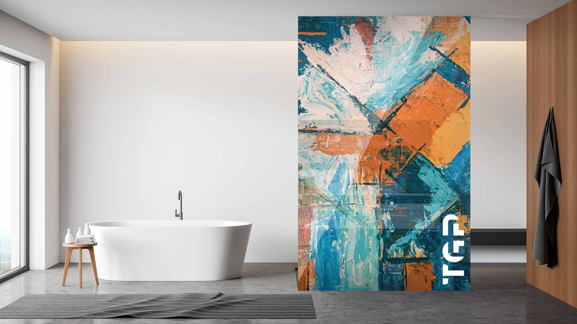 ART012 Printed glass shower screen