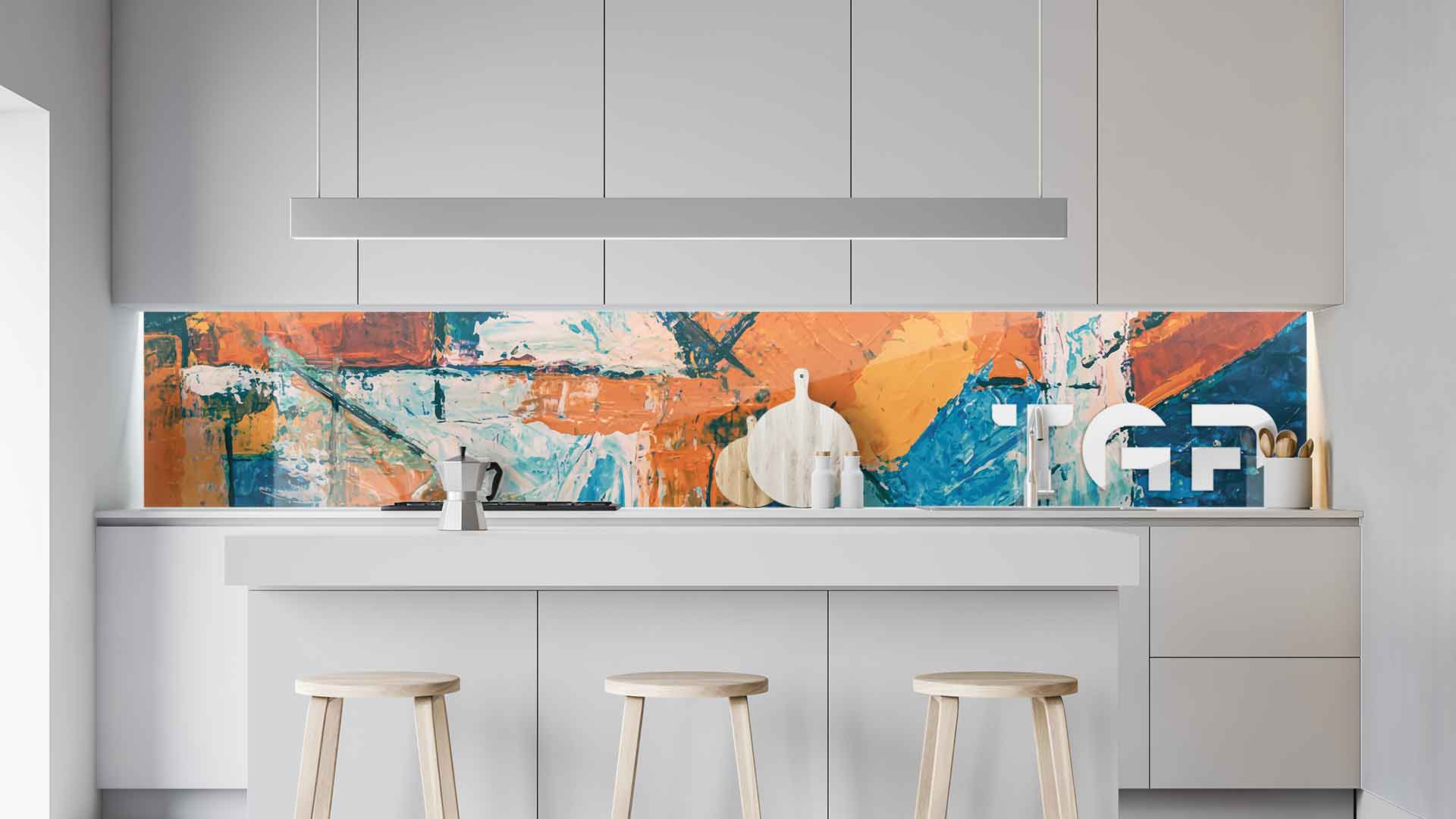 ART012 kitchen printed glass countertop