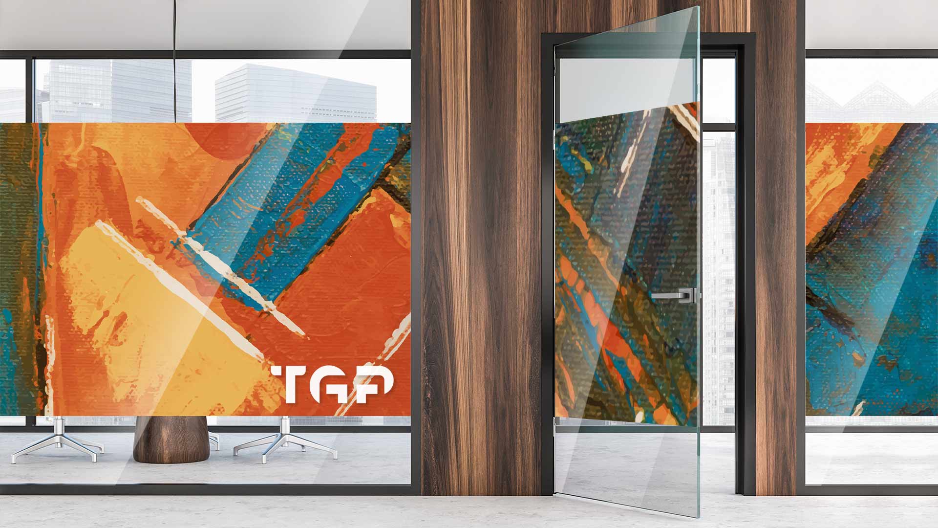 ART014 Office printed glass wall partition