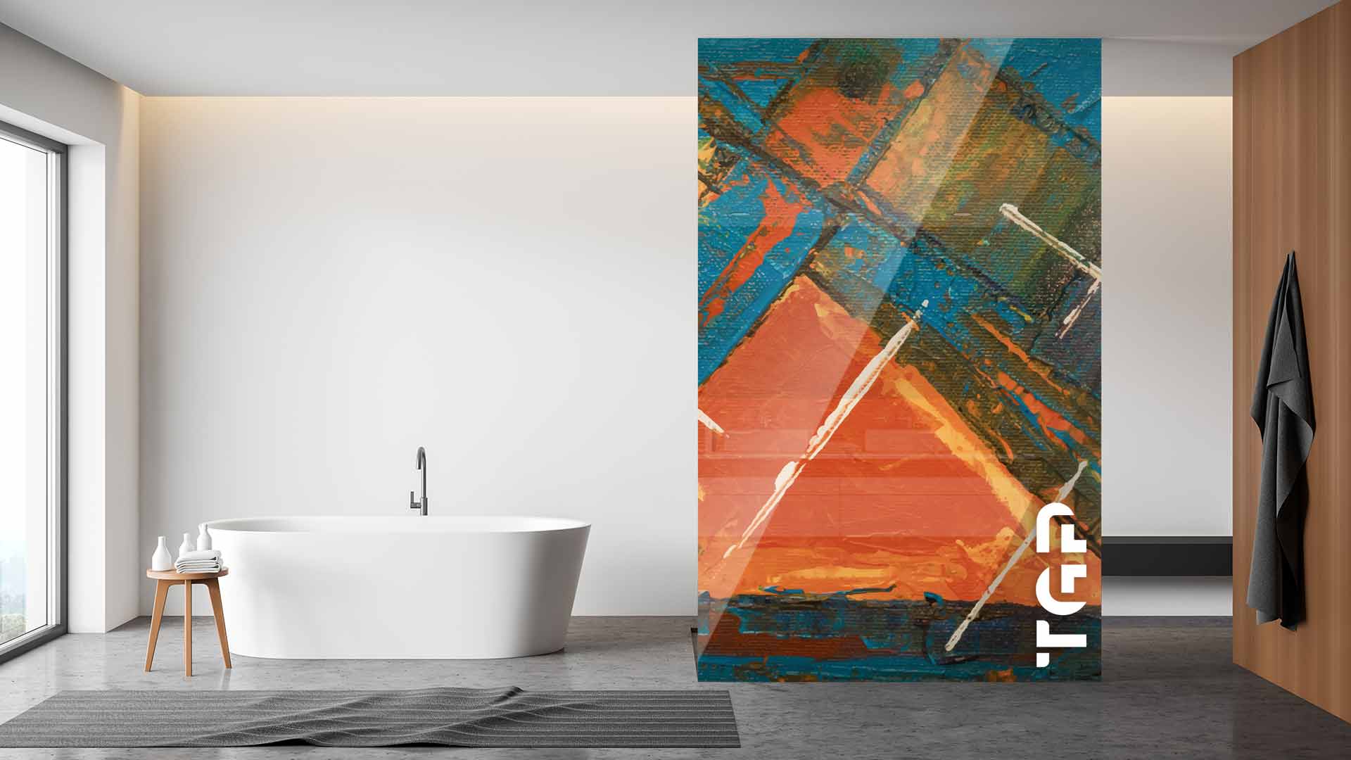 ART014 Printed glass shower screen