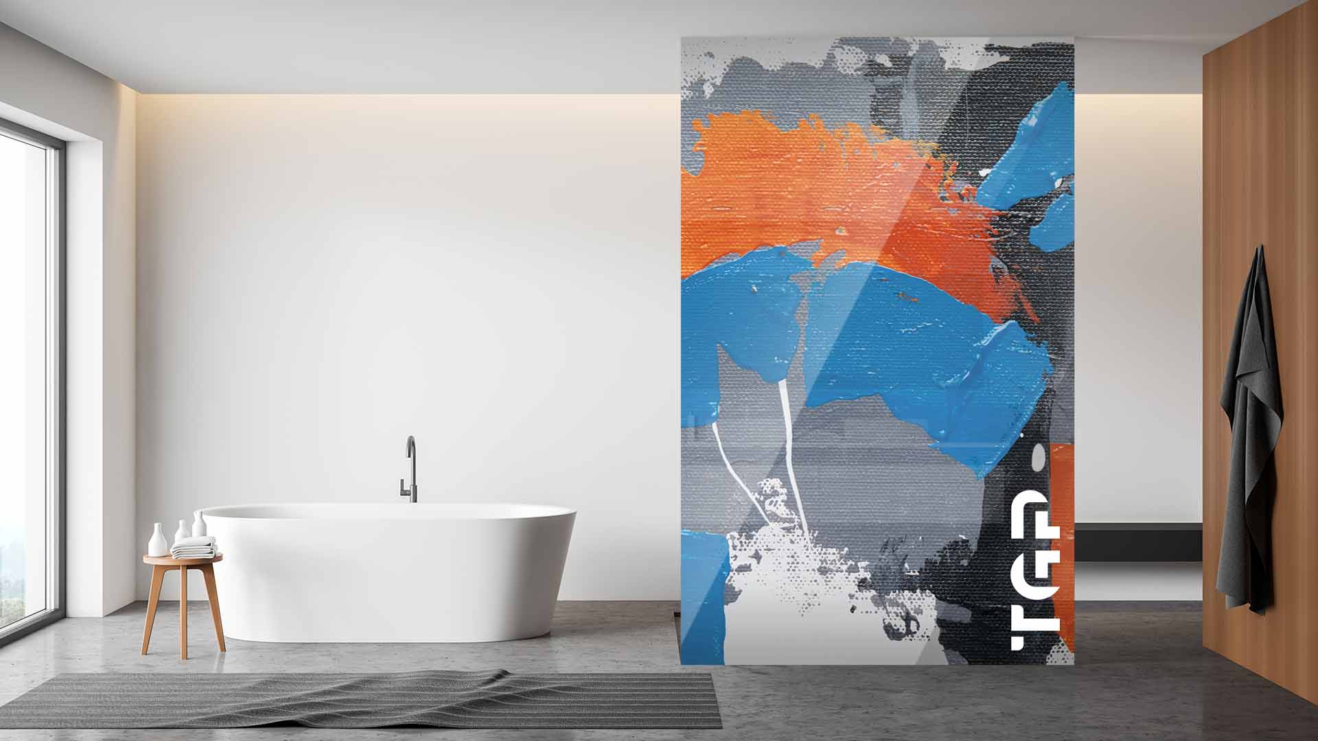 ART015 Printed glass shower screen