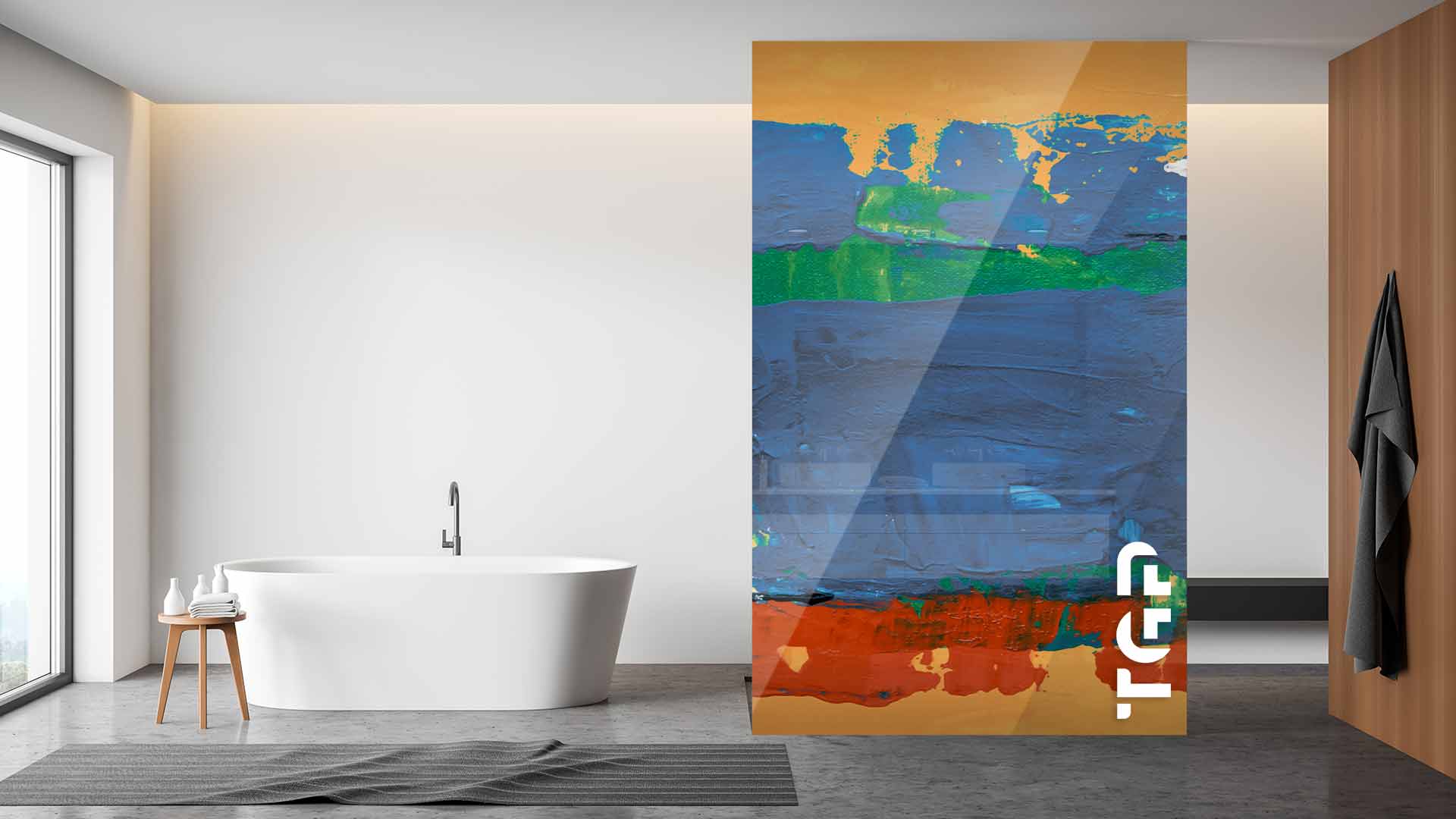 ART019 Printed glass shower screen