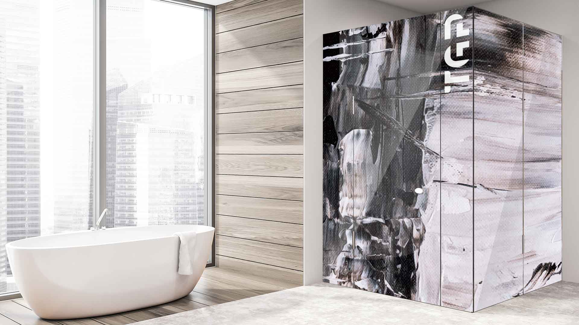 ART020 printed glass shower enclosure