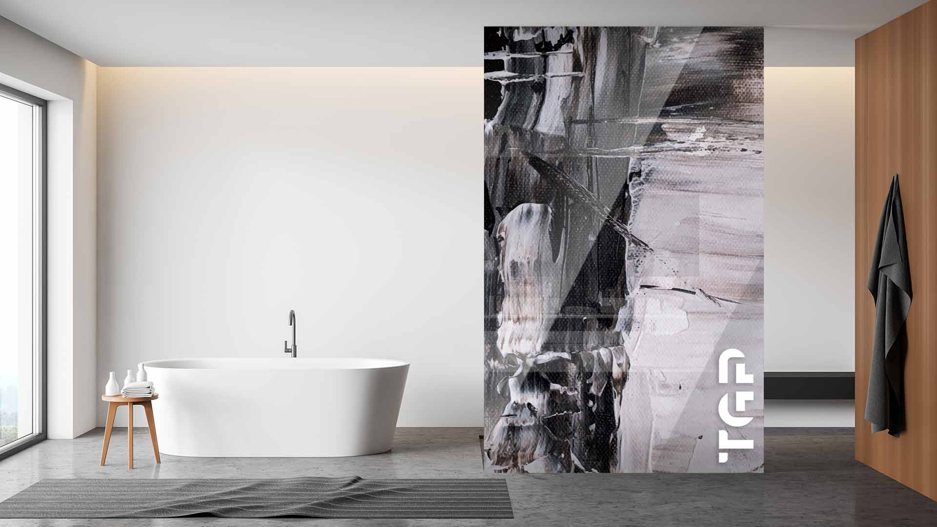 ART020 Printed glass shower screen