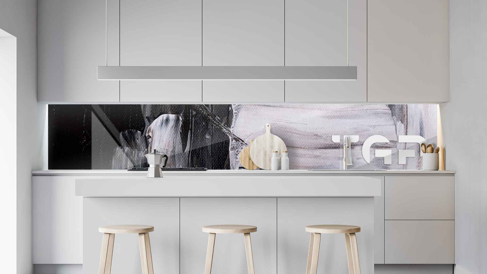 ART020 kitchen printed glass countertop