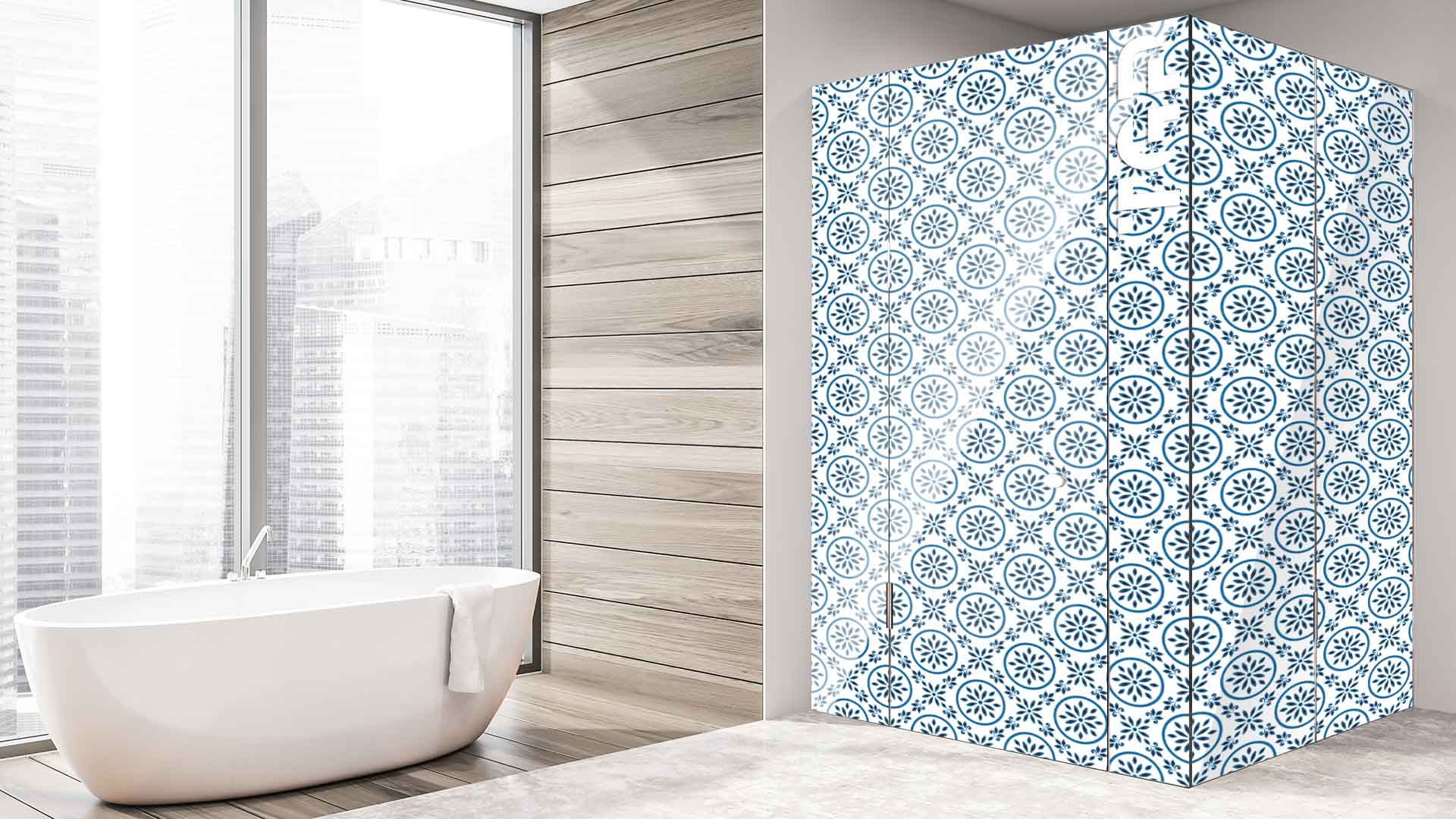 DFT004 printed glass shower enclosure