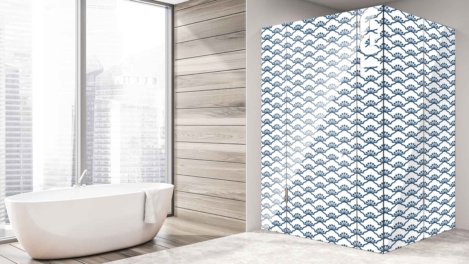 DFT009 printed glass shower enclosure