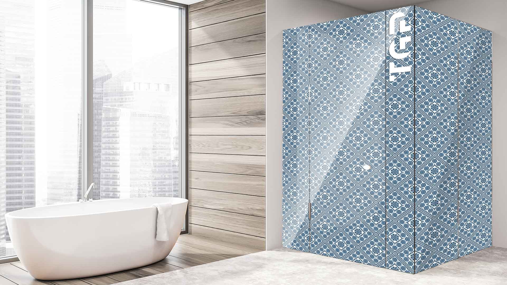 DFT010 printed glass shower enclosure