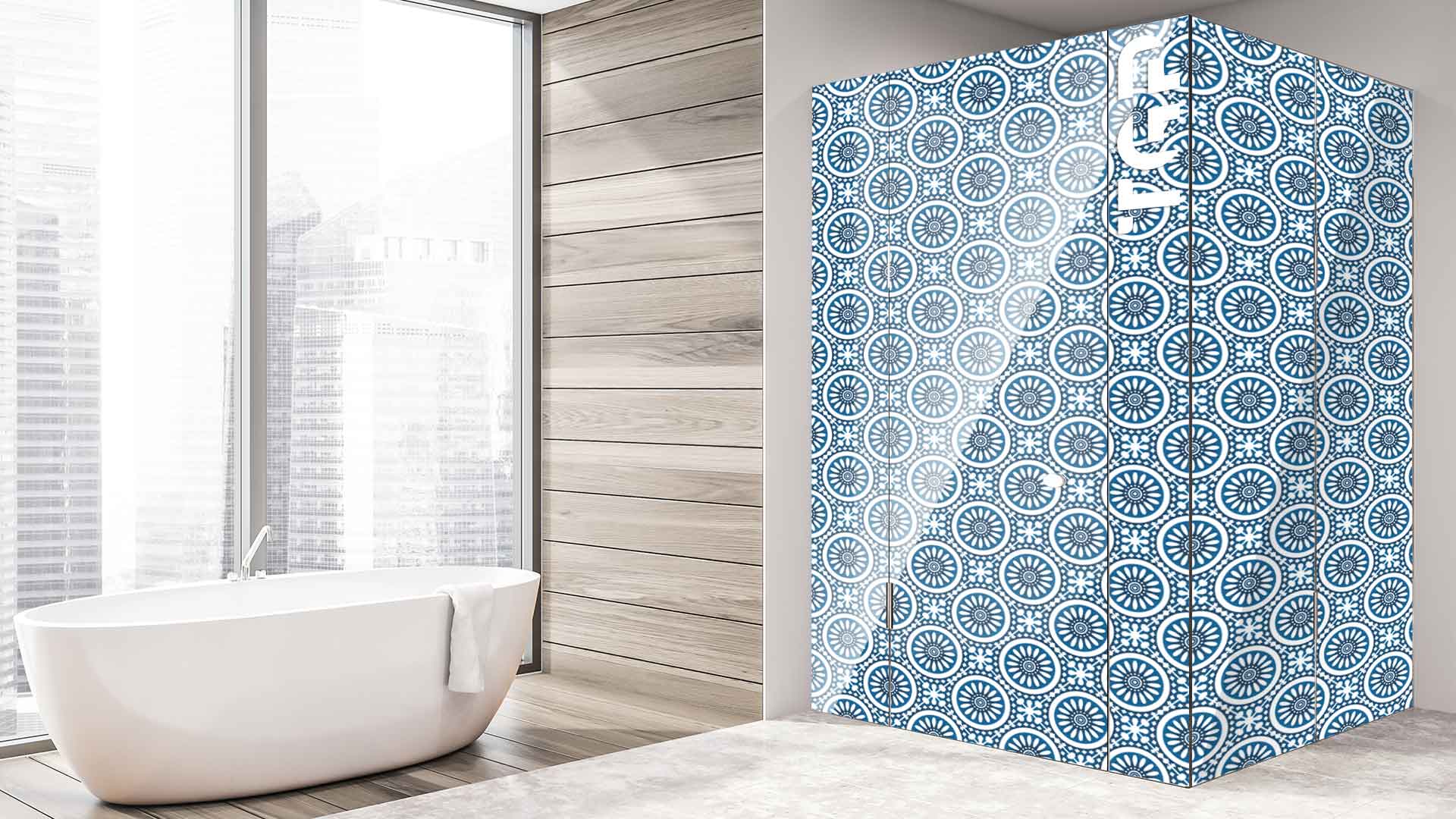 DFT013 printed glass shower enclosure