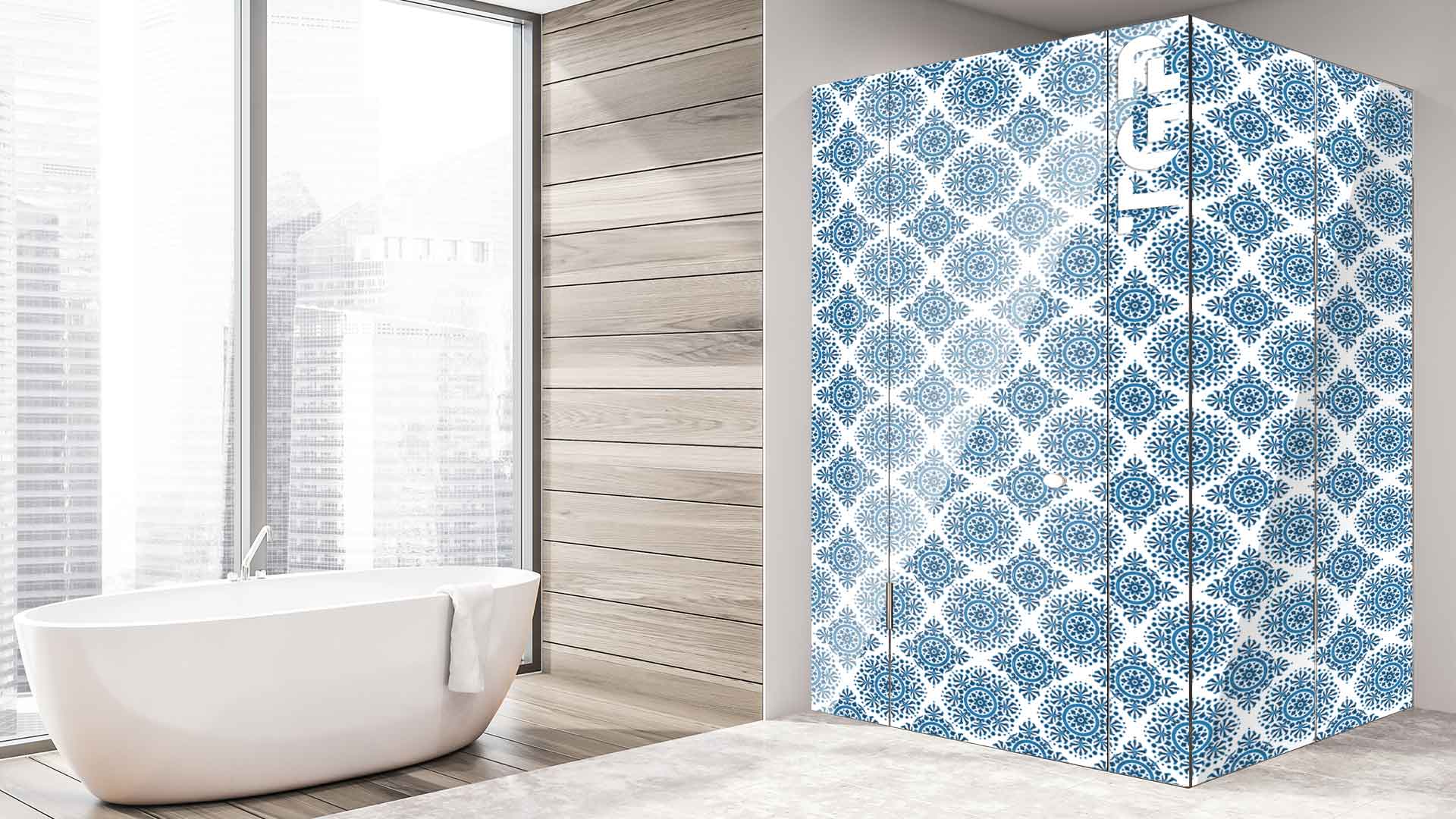 DFT015 printed glass shower enclosure