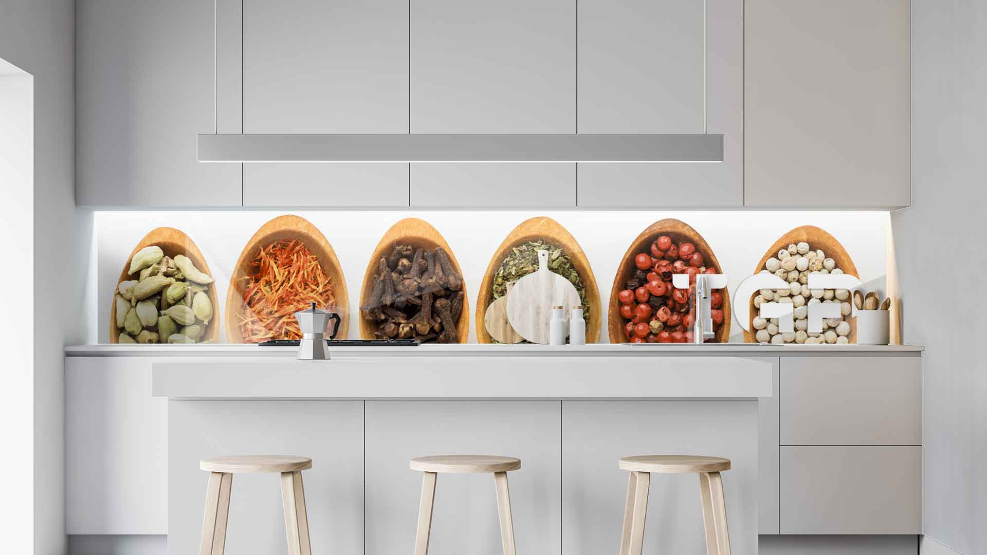 DLC010 kitchen printed glass countertop