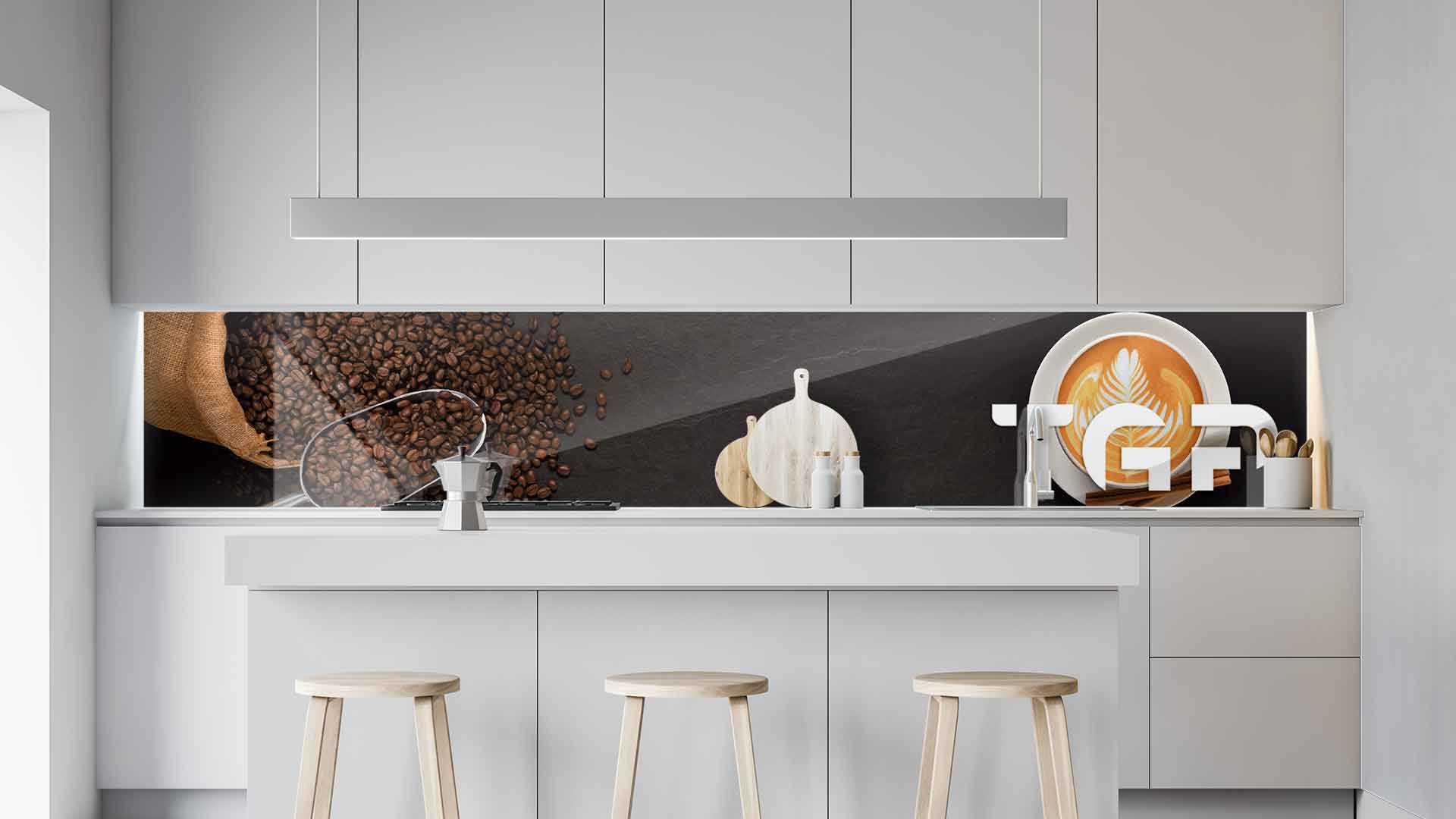 DLC011 kitchen printed glass countertop