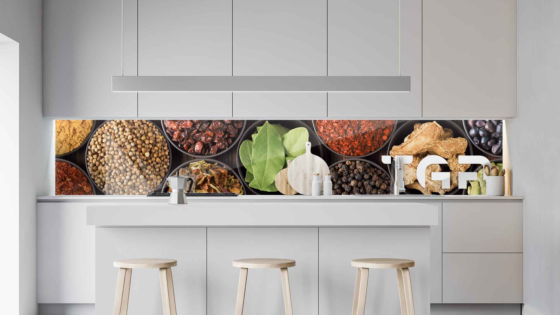 DLC012 kitchen printed glass countertop