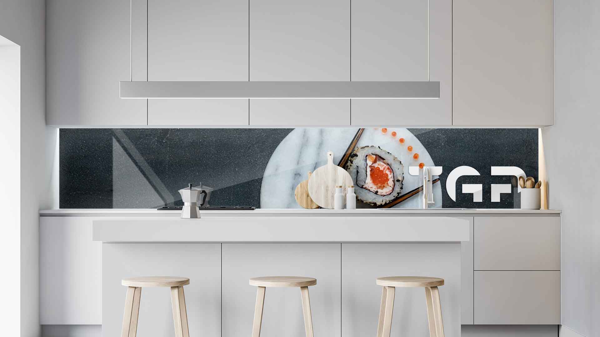 DLC013 kitchen printed glass countertop