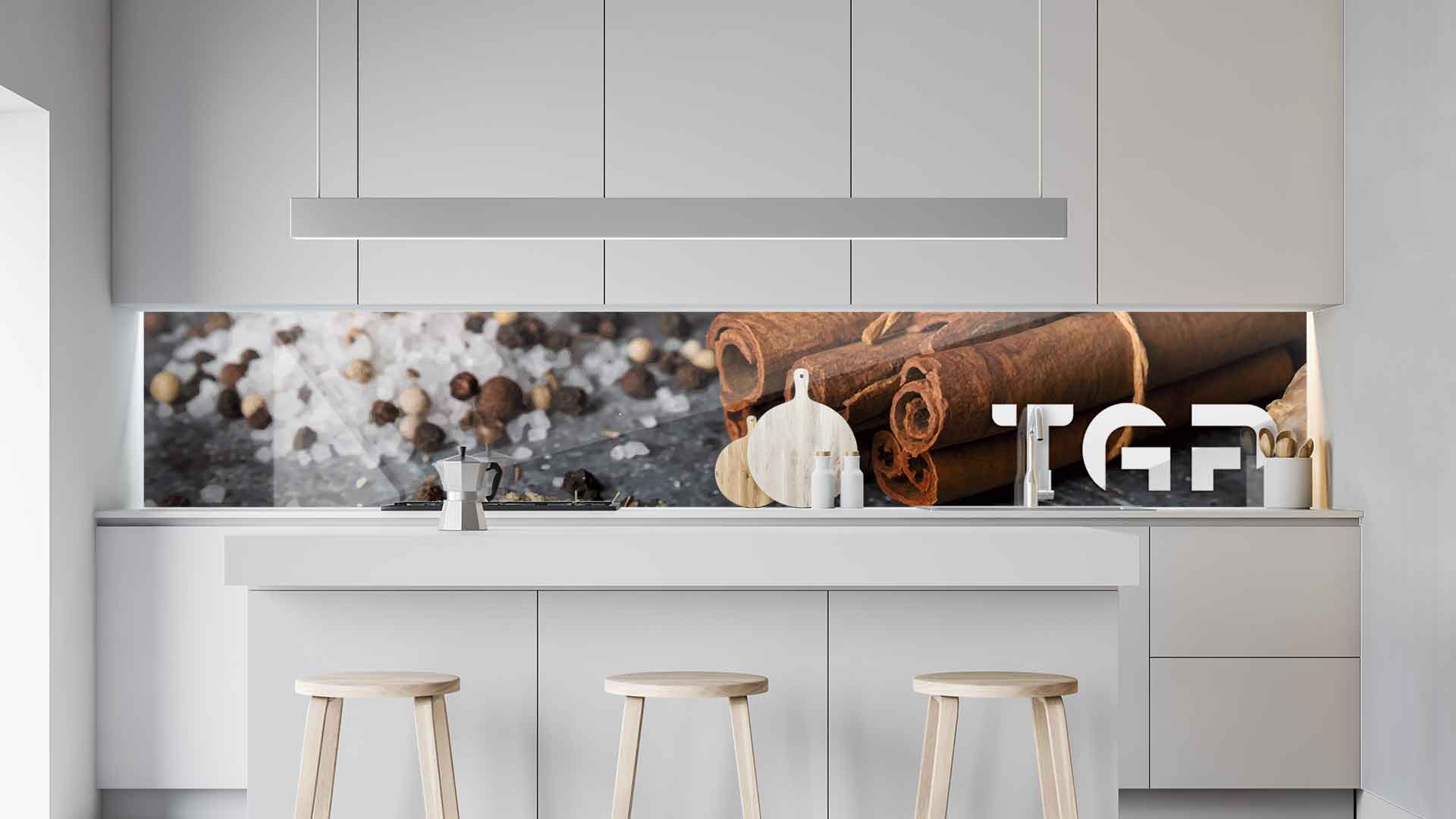 DLC017 kitchen printed glass countertop