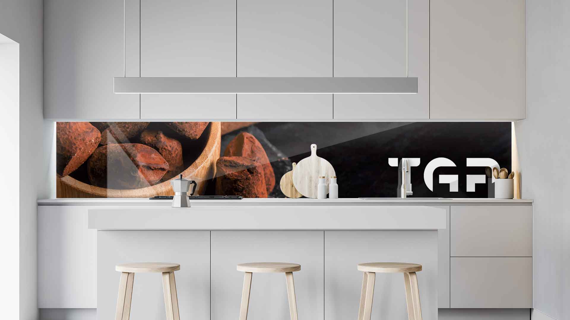 DLC018 kitchen printed glass countertop