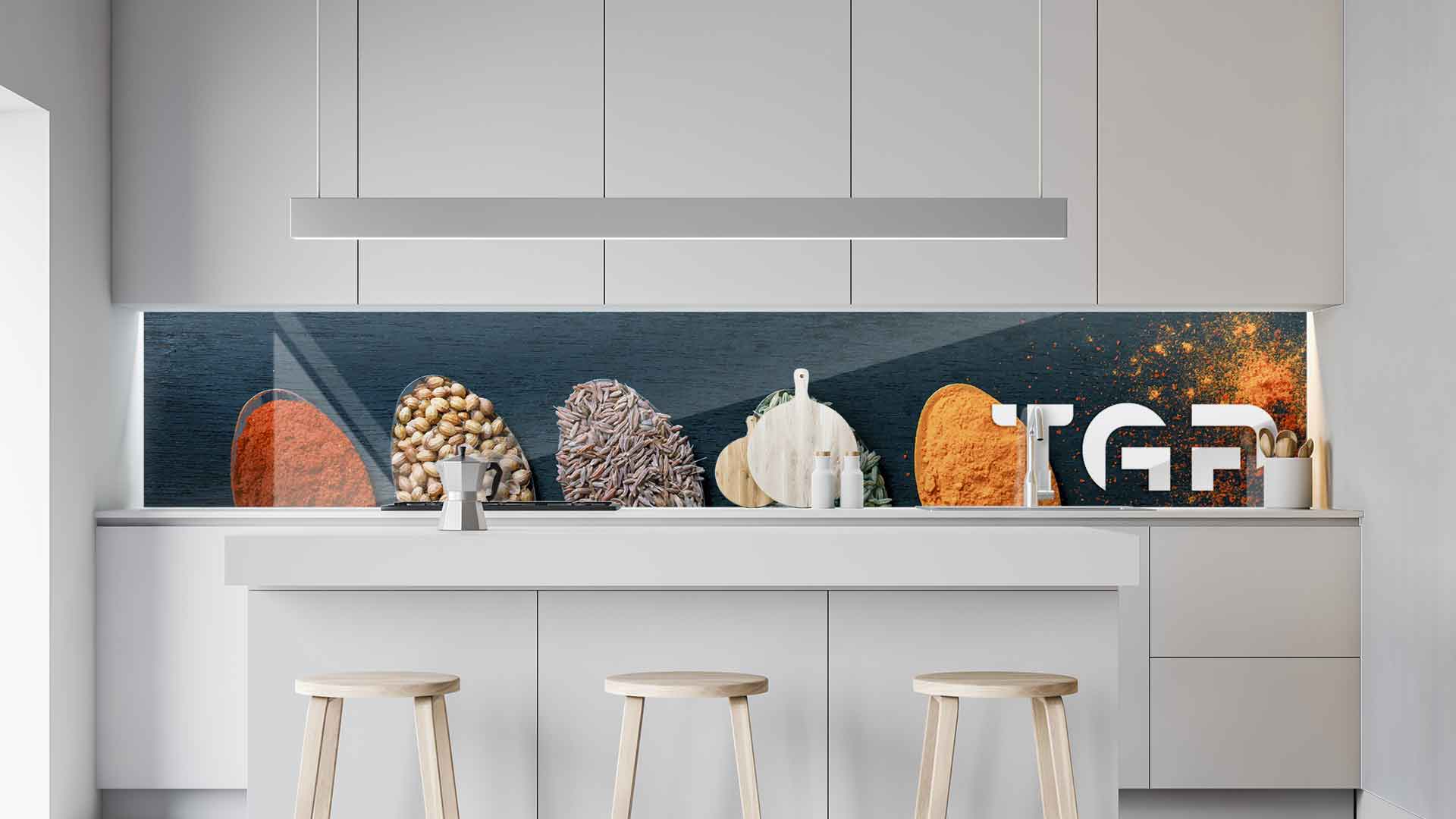 DLC022 kitchen printed glass countertop