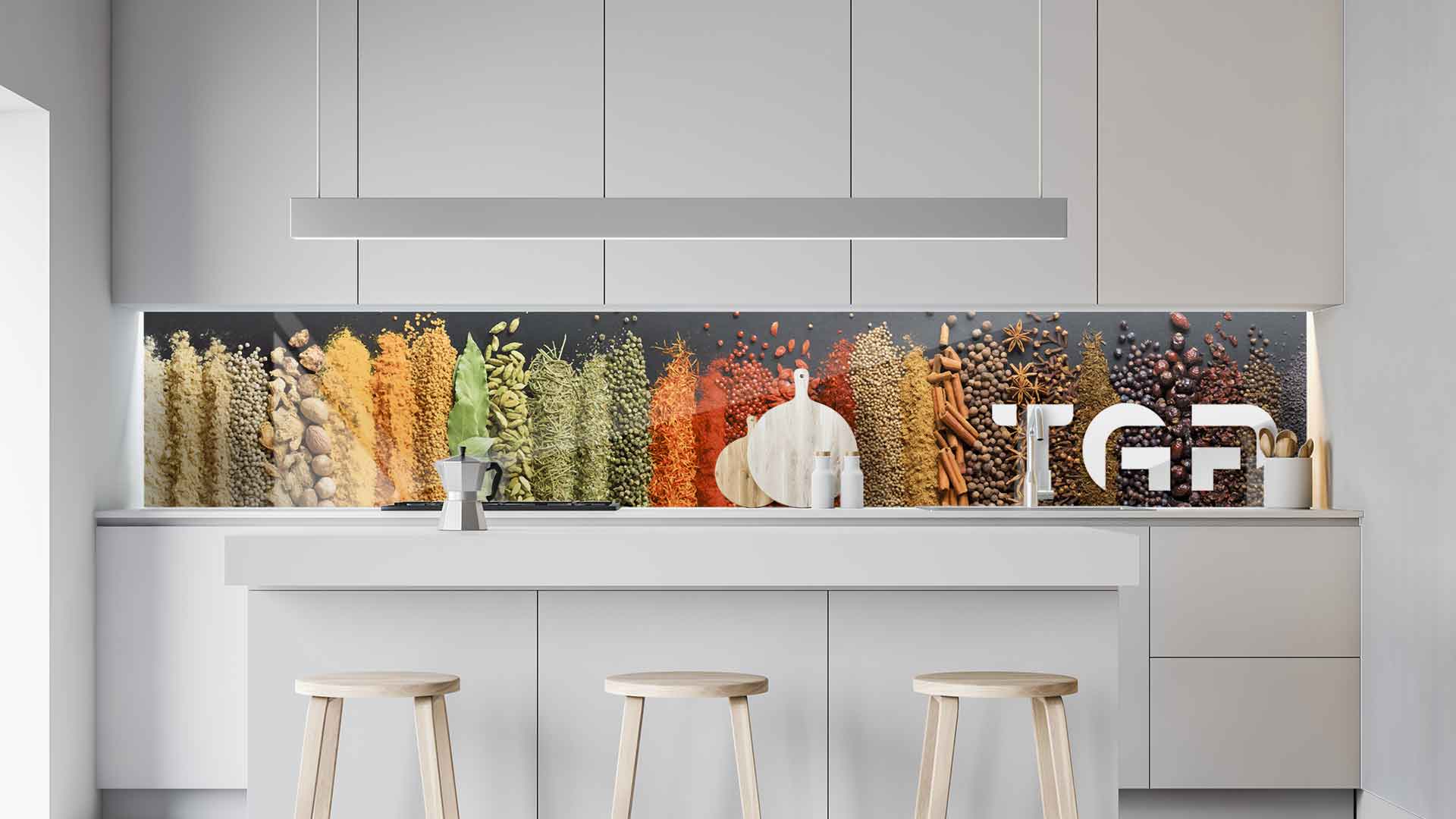 DLC025 kitchen printed glass countertop