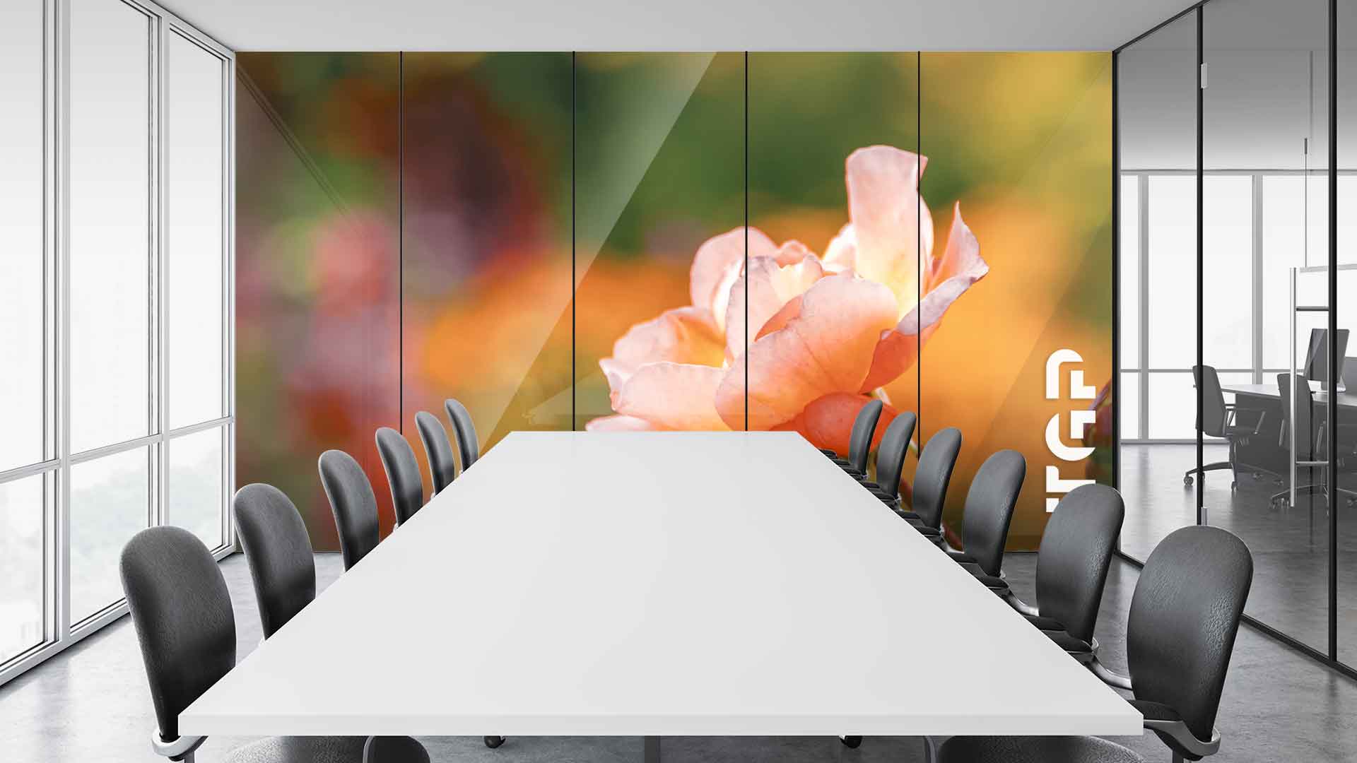 FLW002 Office printed glass wall cladding