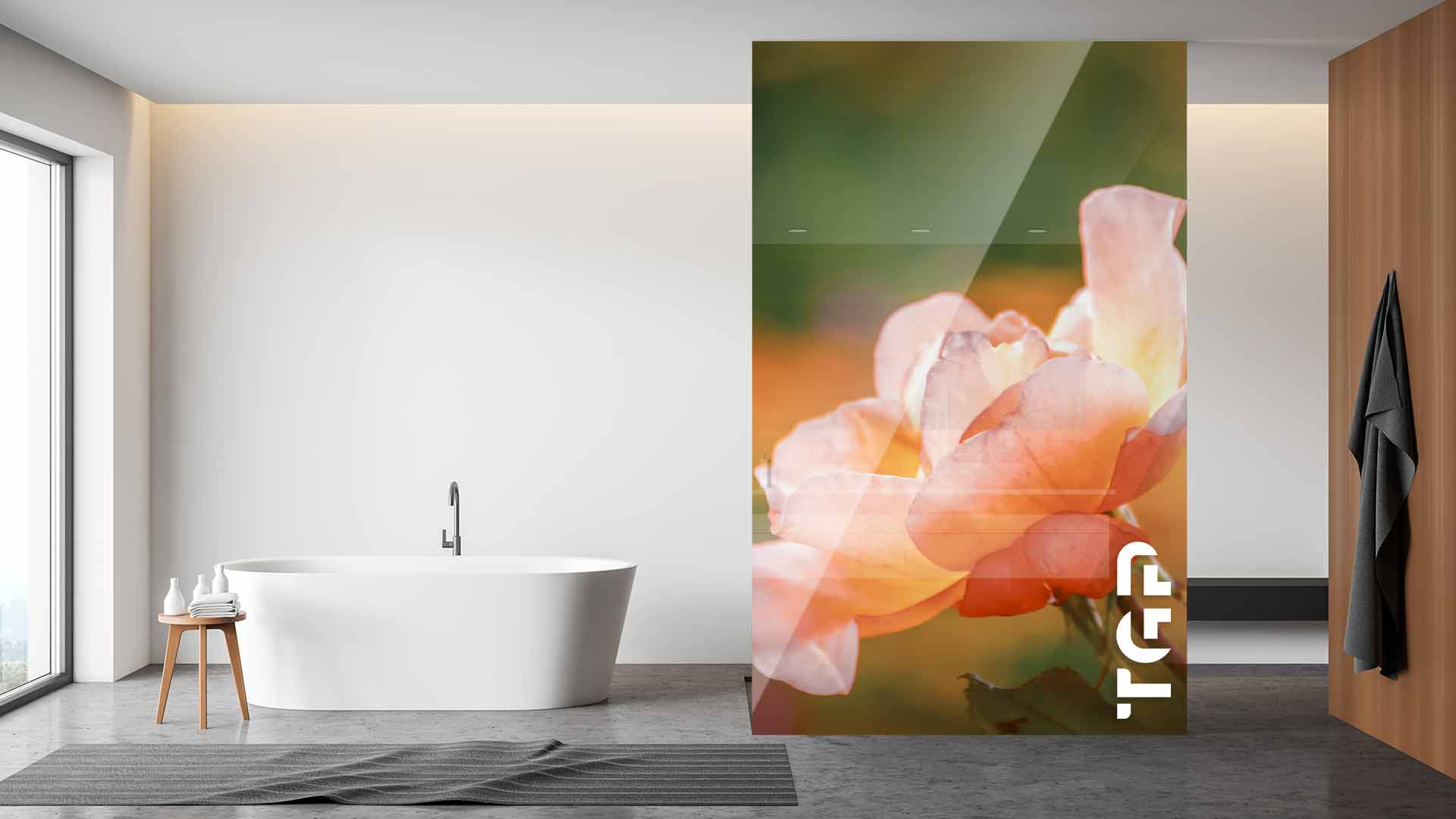 FLW002 Printed glass shower screen