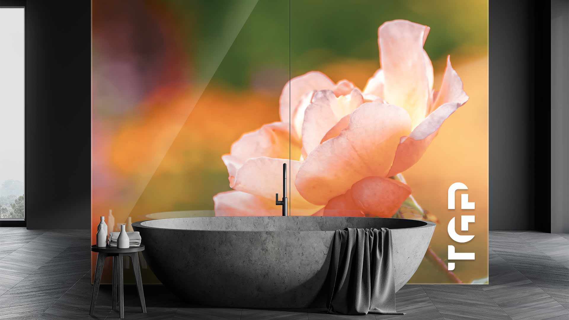 FLR002 Printed glass shower splashback