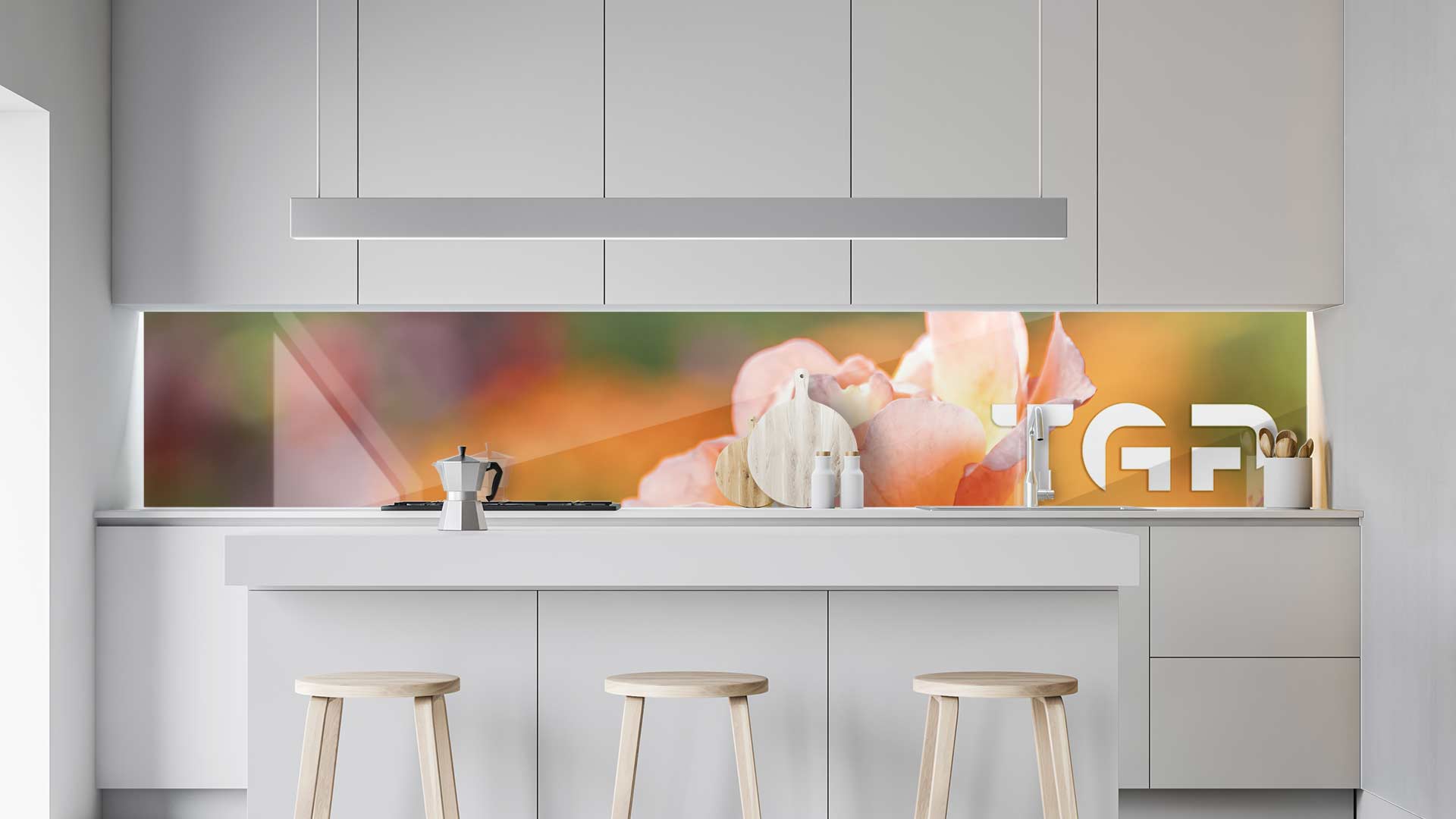 FLW002 kitchen printed glass countertop