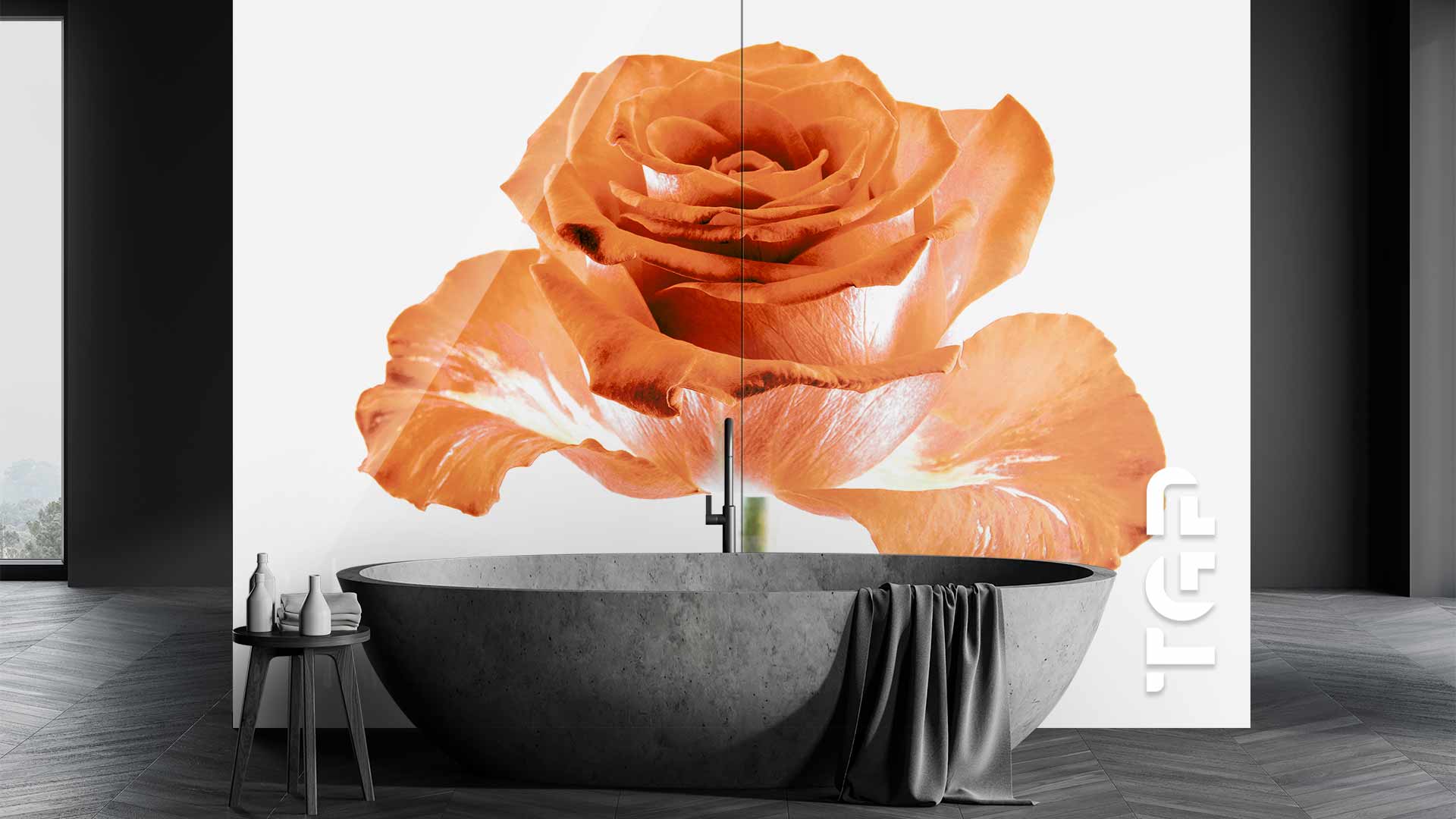 FLR003 Printed glass shower splashback