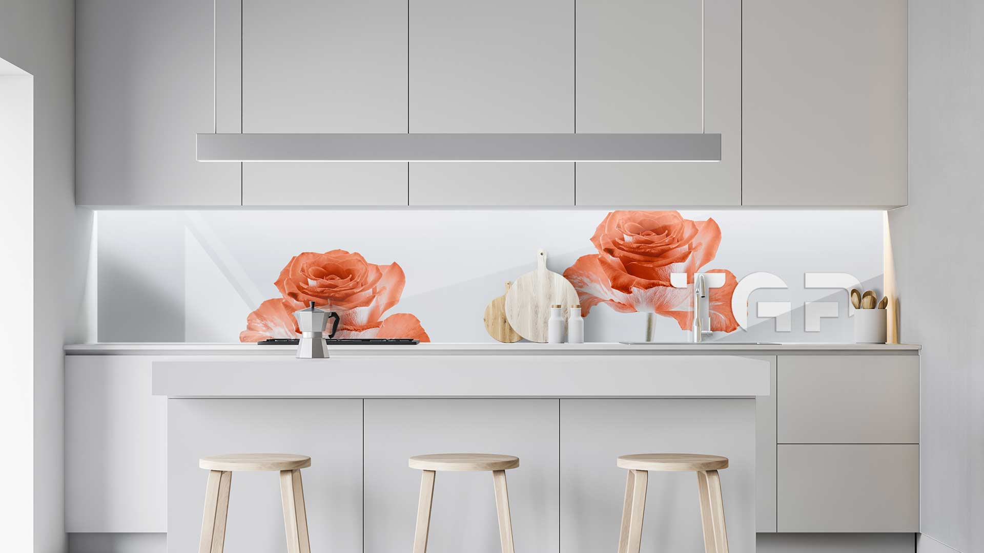 FLW003 kitchen printed glass countertop