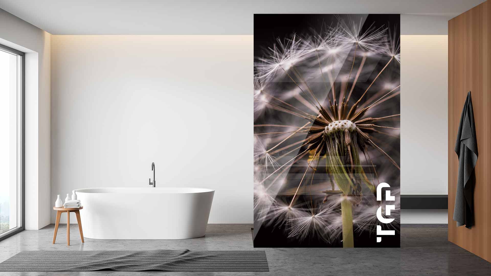 FLW004 Printed glass shower screen