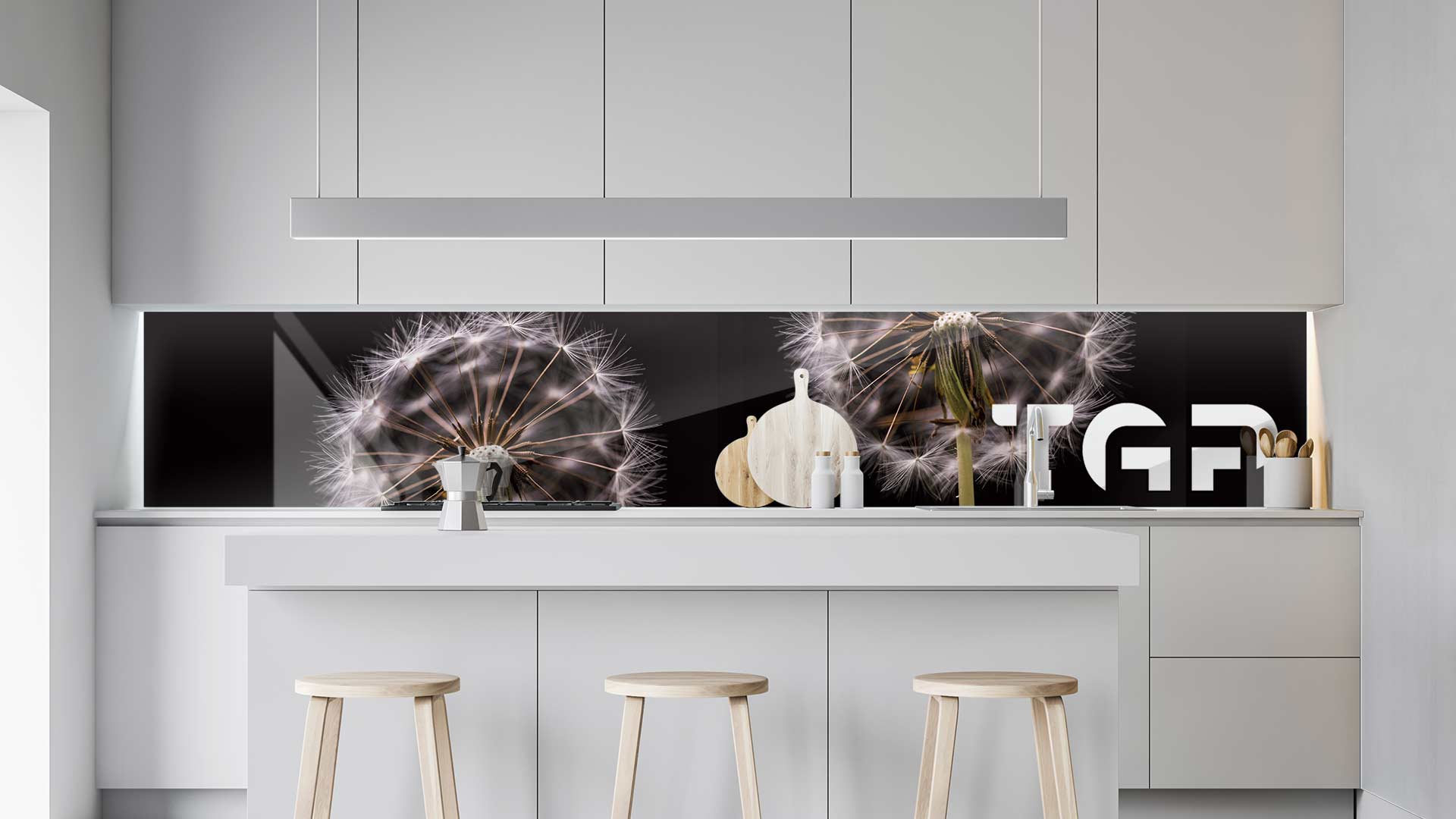 FLW004 kitchen printed glass countertop