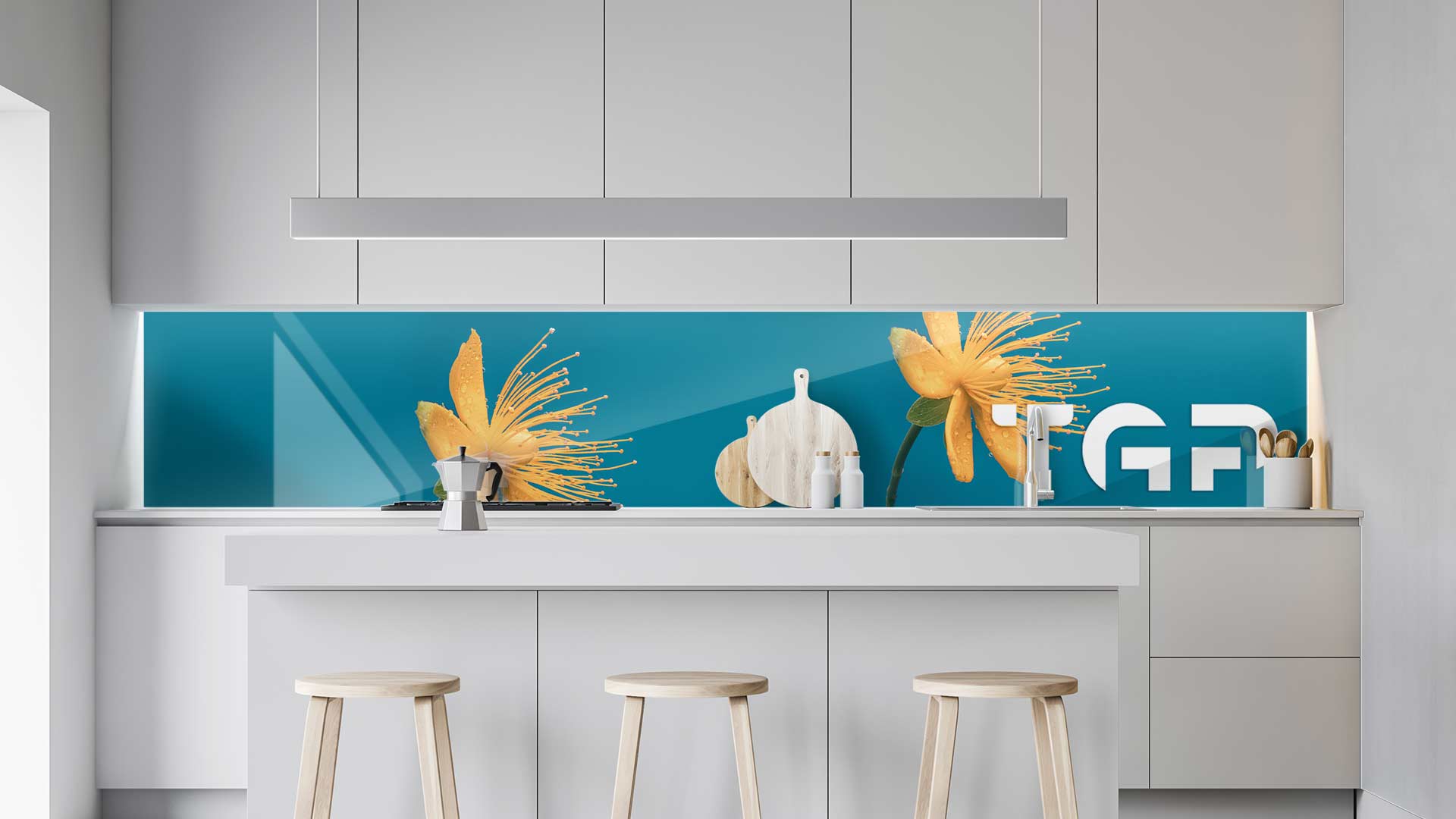 FLW005 kitchen printed glass countertop